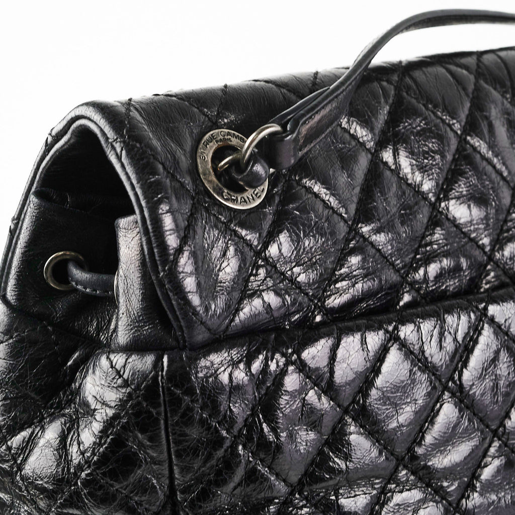 Chanel Black Distressed Calfskin Backpack