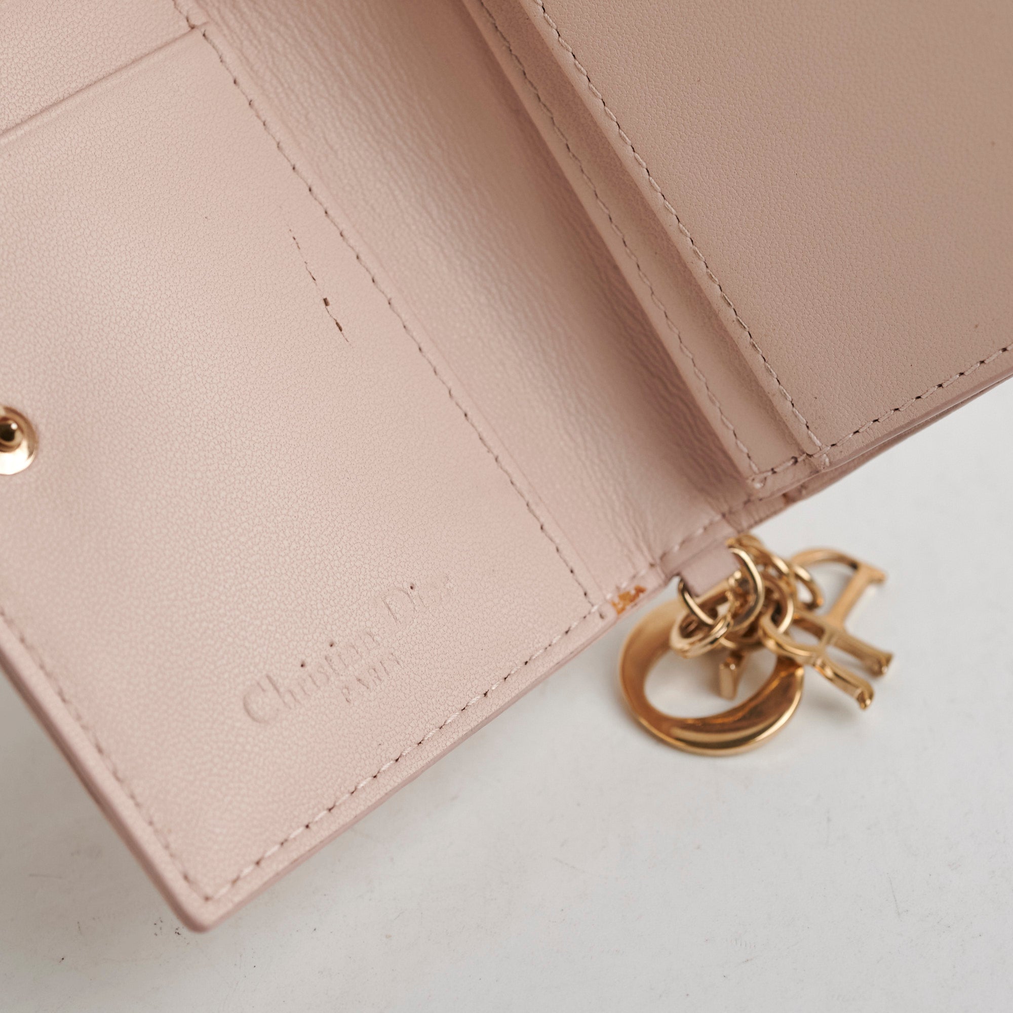Christian Dior Cannage  Holder Pink Lambskin