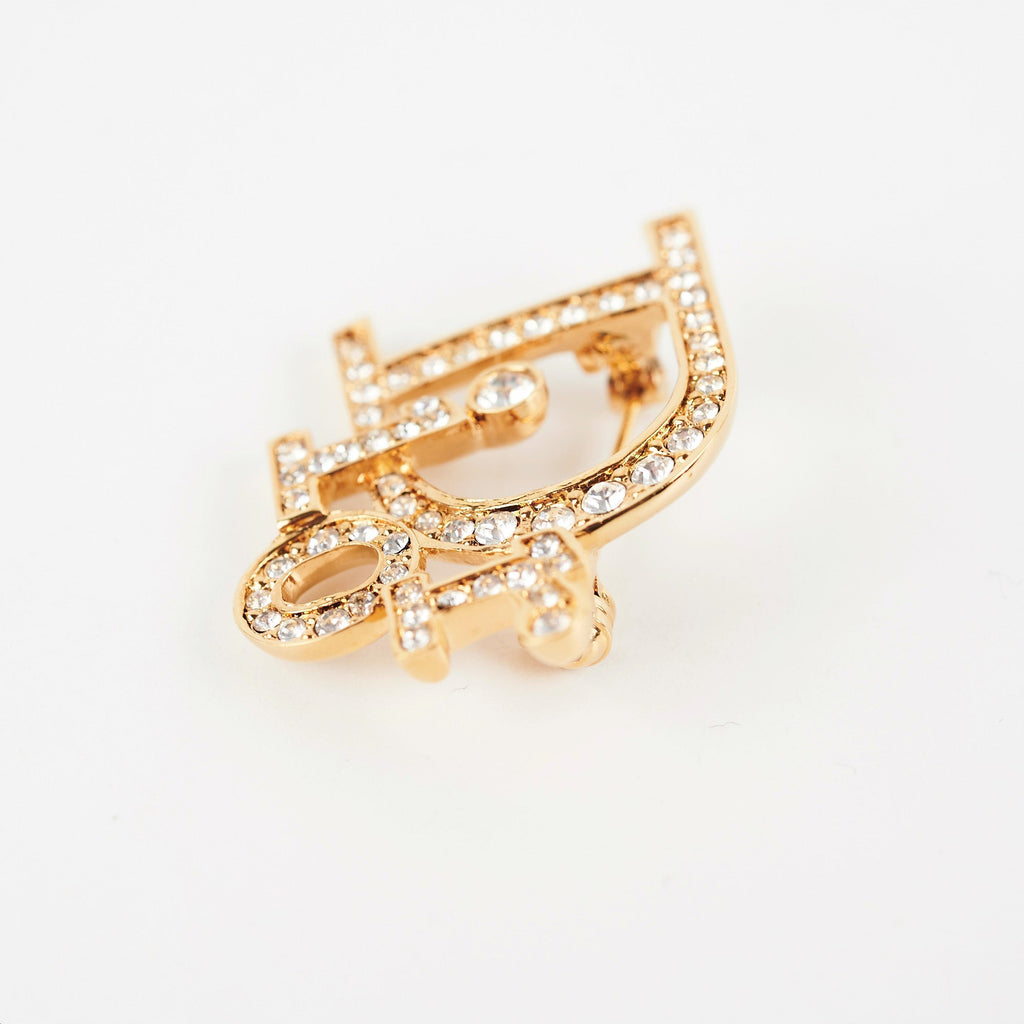 ITEM 5 - Christian Dior Logo Rhinestone Brooch Costume Jewellery
