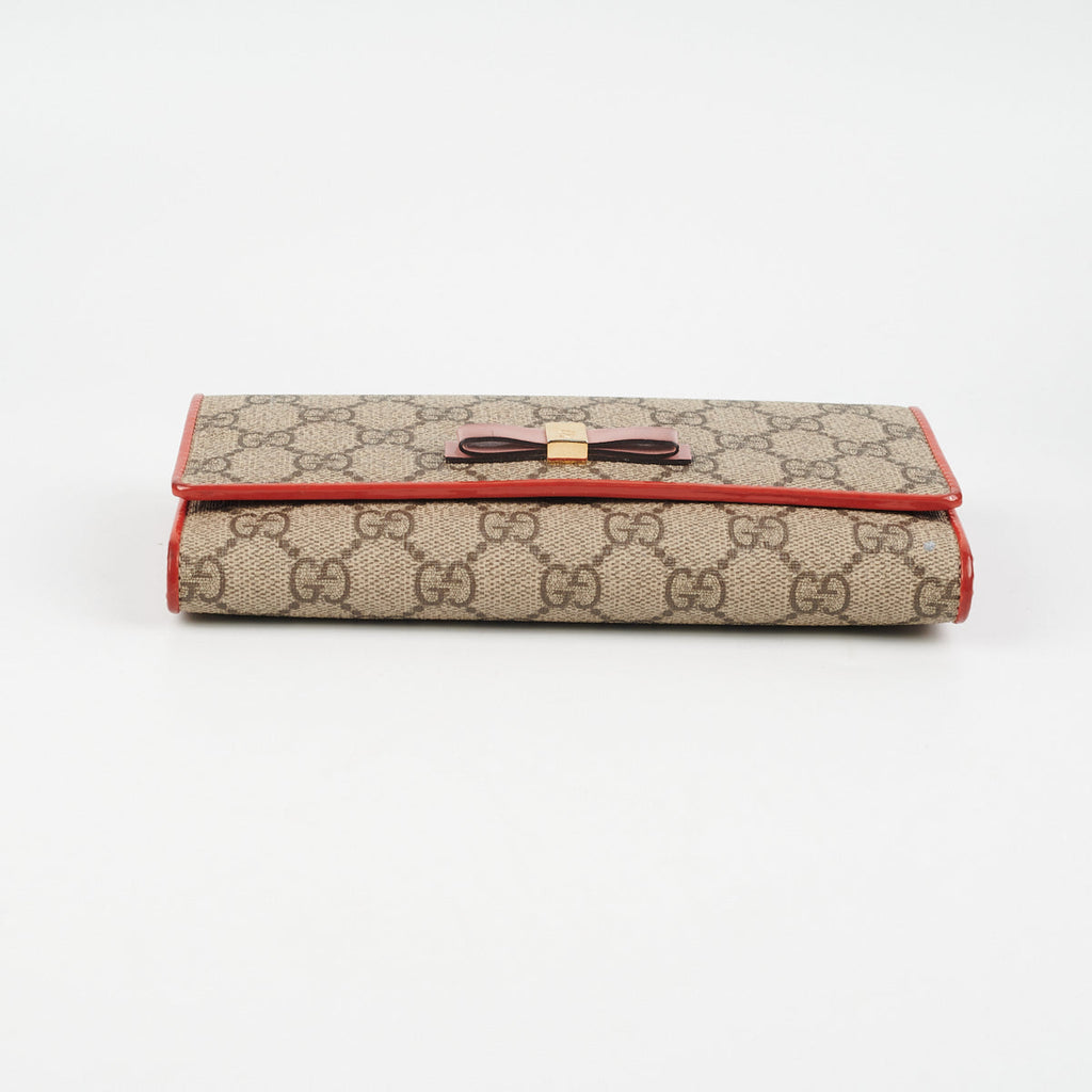 Gucci Bow Long Wallet Monogram Canvas