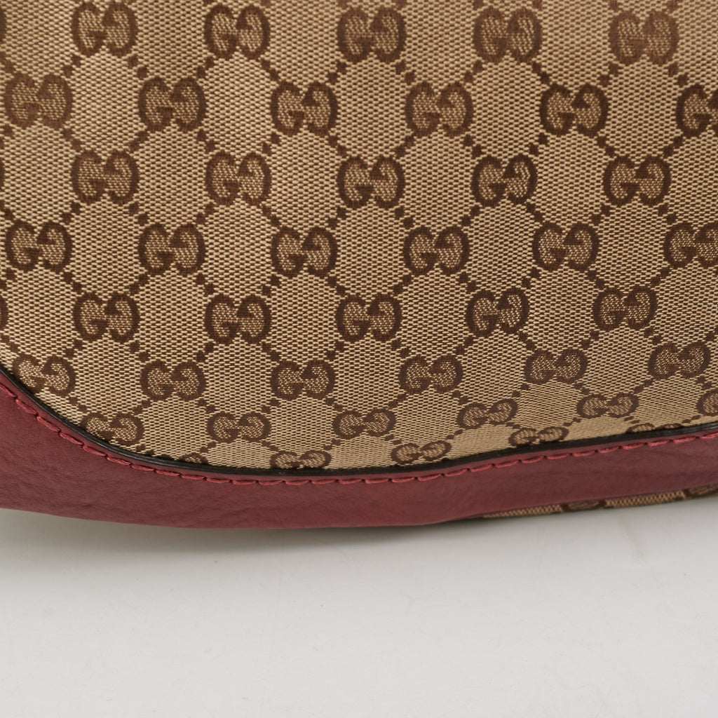 Gucci Canvas Shoulder Tote Dark Red