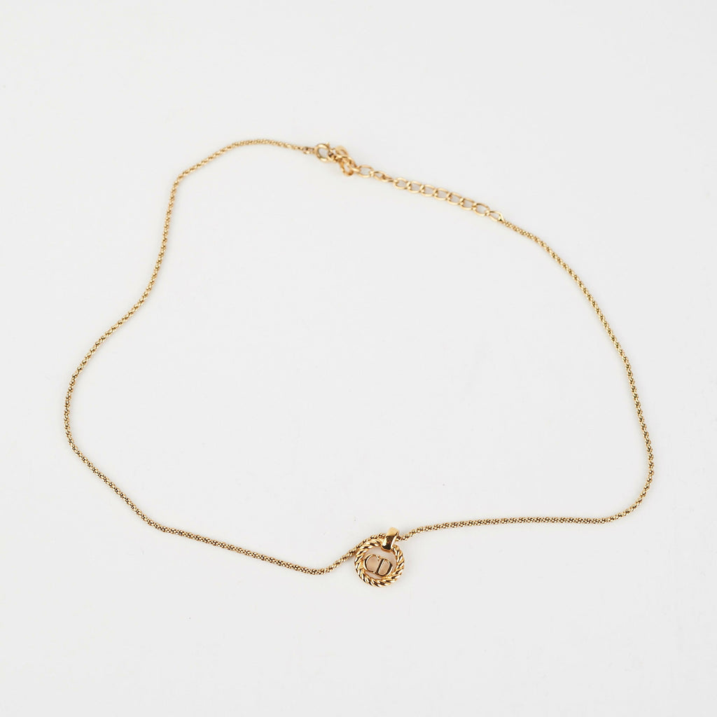 Chrisitan Dior Gold Logo Necklace Costume Jewellery