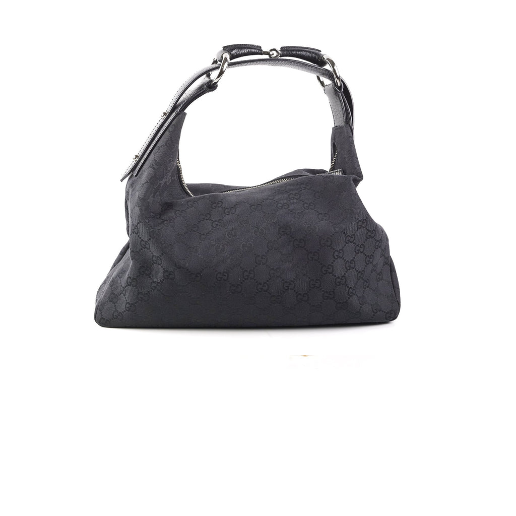 Gucci Horsebit Hobo GG Medium Bag Black