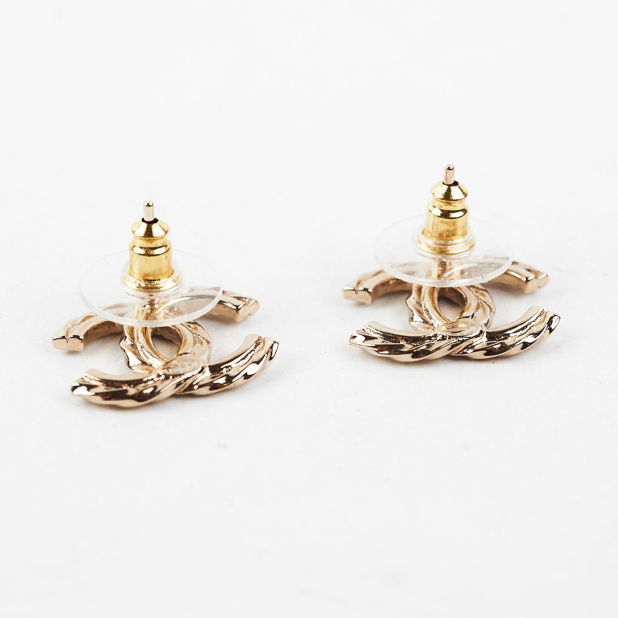 Chanel CC Logo Gold Rhingstone Earrings Costume Jewellery