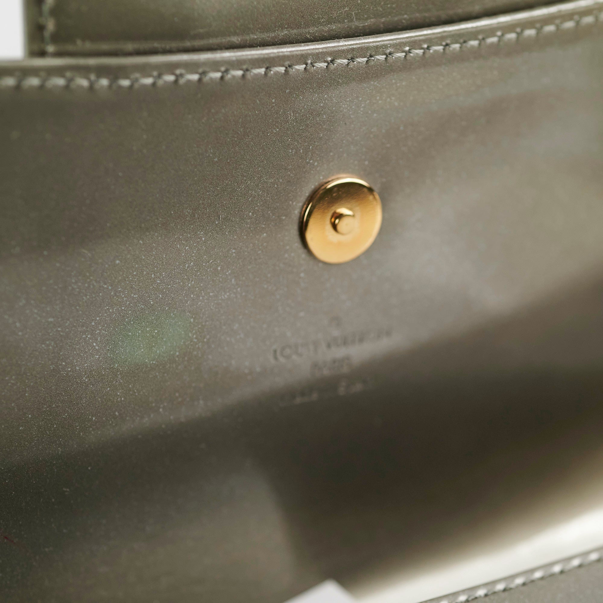 Louis Vuitton Green Grey Patent Logo Clutch