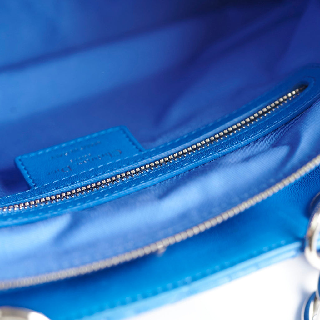 Christina Dior Cannage Leather Shopping Tote Blue