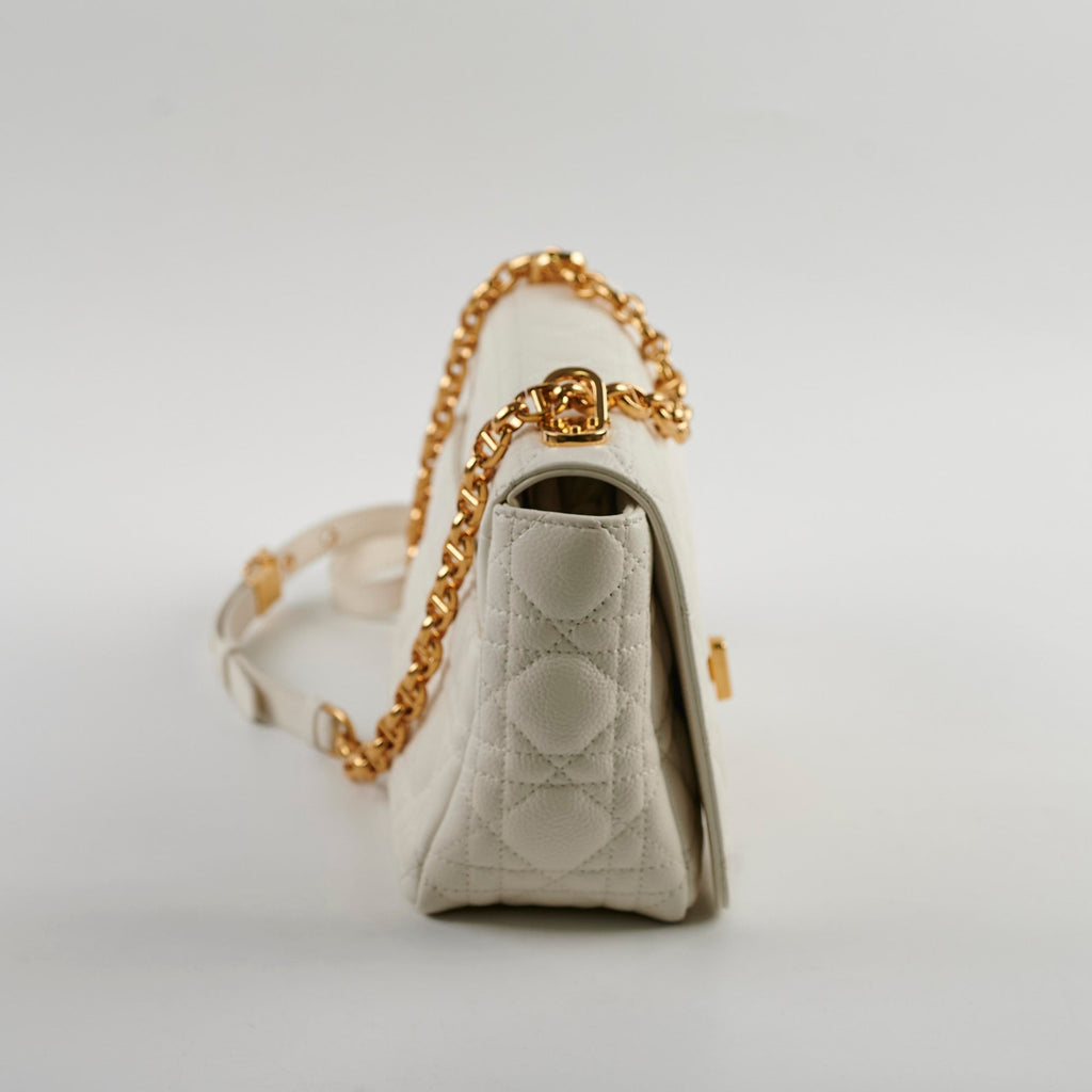 Christian Dior Medium Caro Cannage Bag White