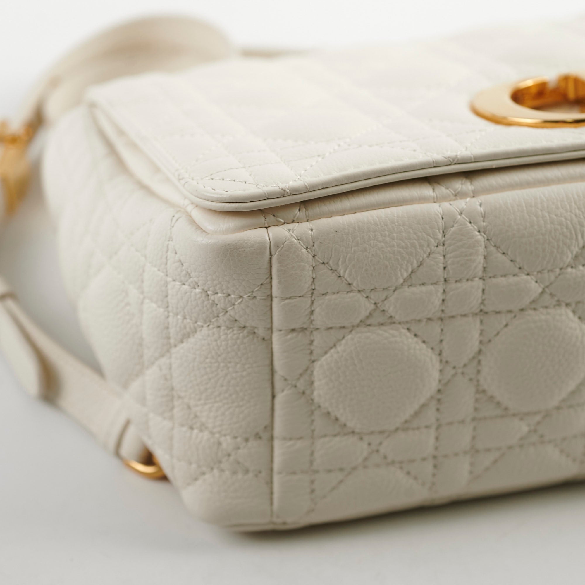 Christian Dior Medium Caro Cannage Bag White
