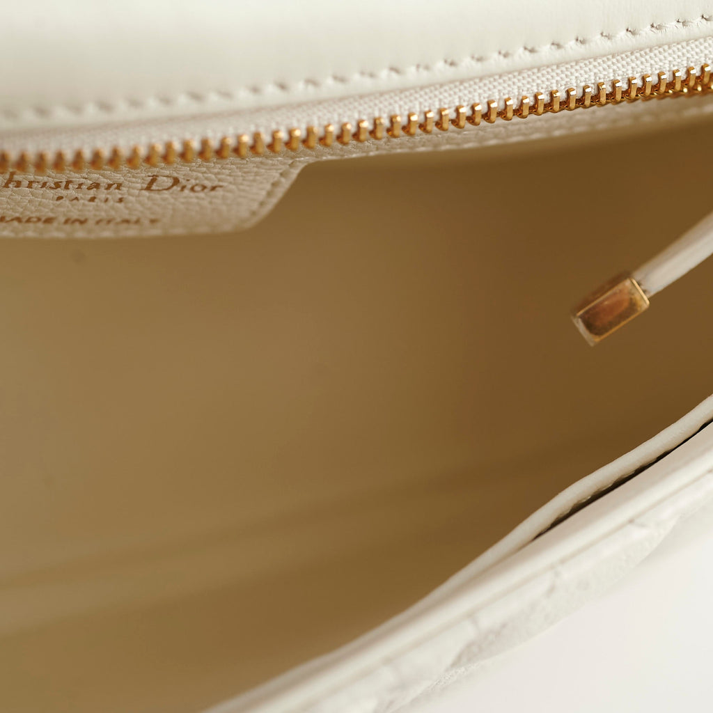 Christian Dior Medium Caro Cannage Bag White