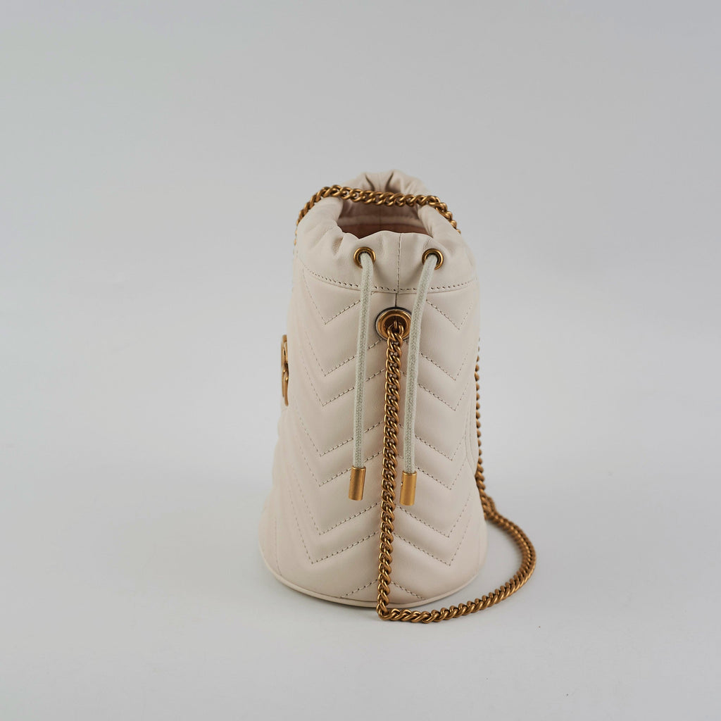 Gucci GG Marmont Mini Bucket Bag White HOLD AL