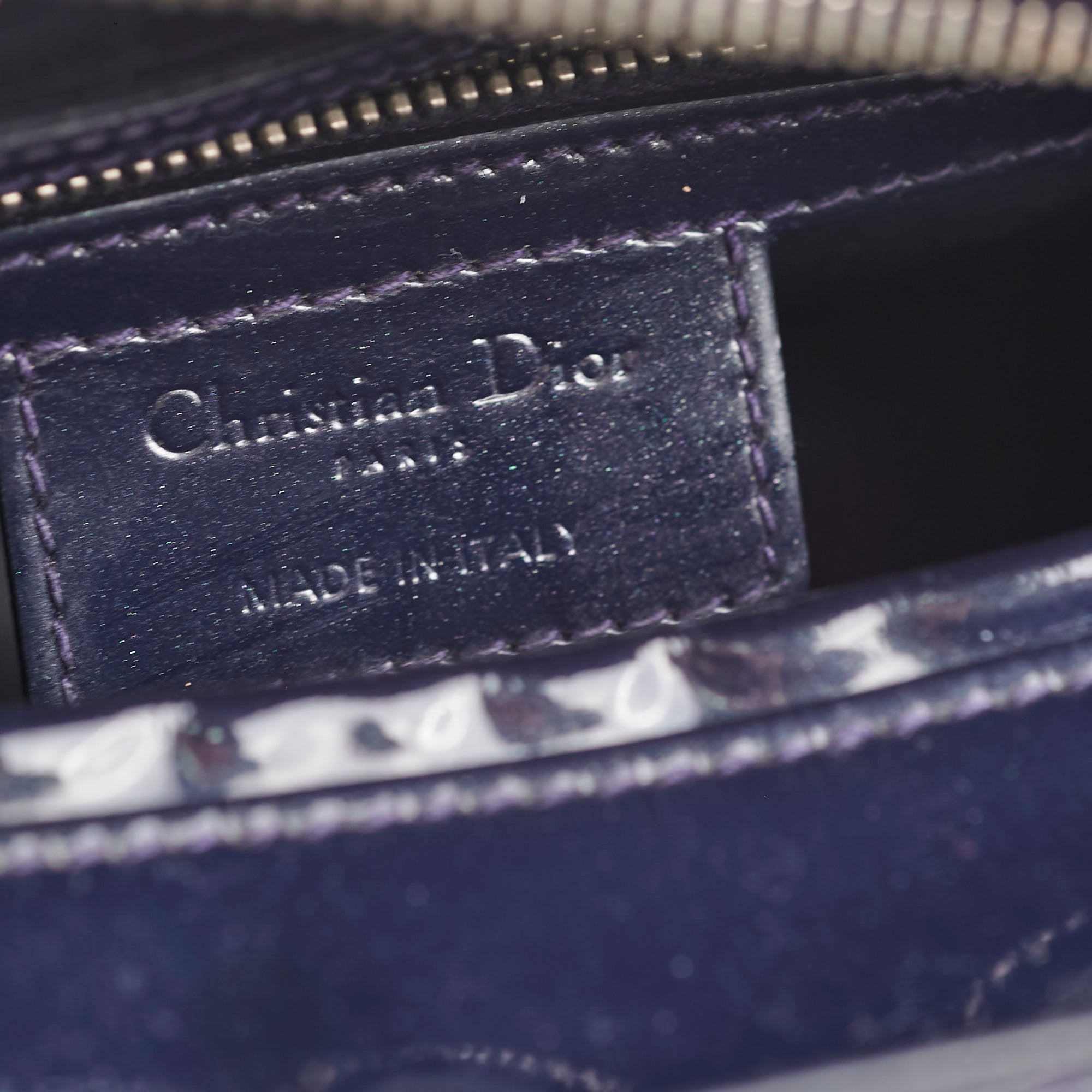 Christian Dior Medium Lady Dior Patent Navy