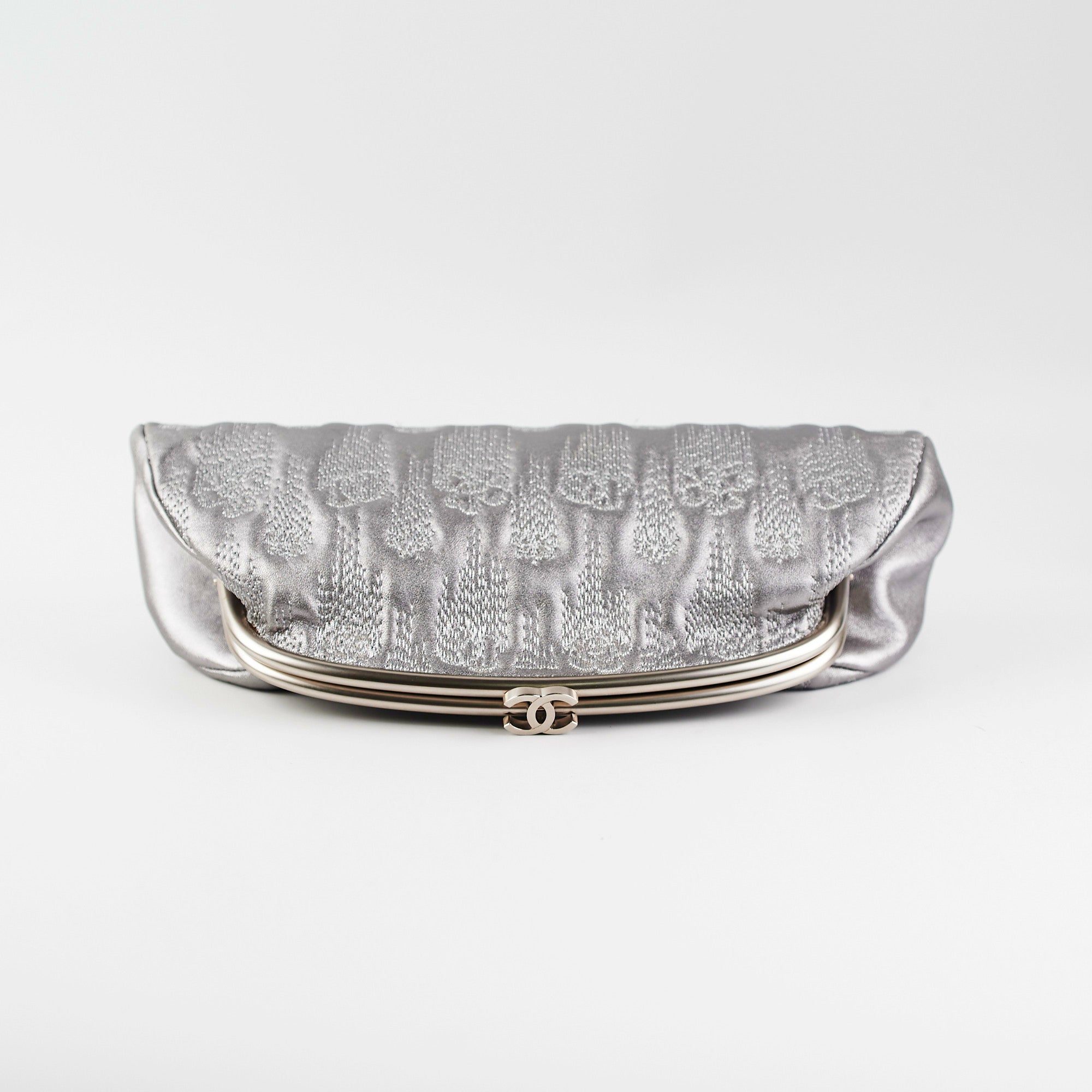 ITEM 27 - Chanel Metallic Grey Clutch