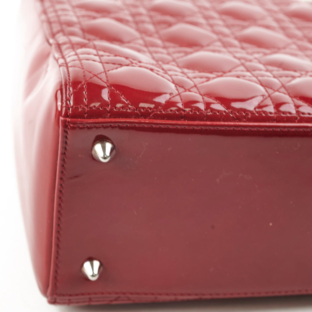Christian Dior Medium Lady Dior Patent Red