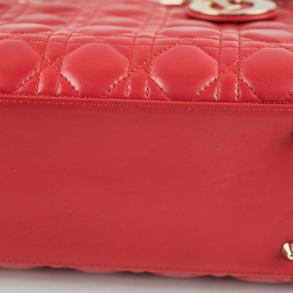 Christian Dior Medium Lady Dior Red Lambskin Bag