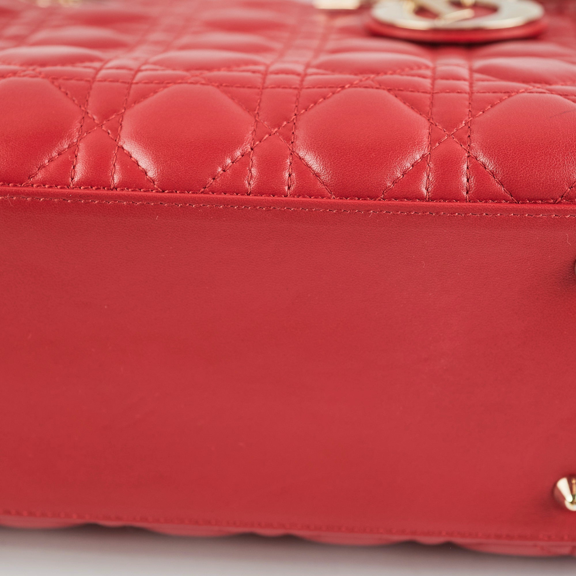 Christian Dior Medium Lady Dior Red Lambskin Bag