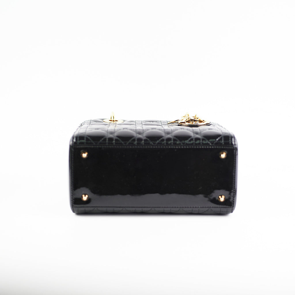Christian Dior Medium Lady Dior Patent Black Bag