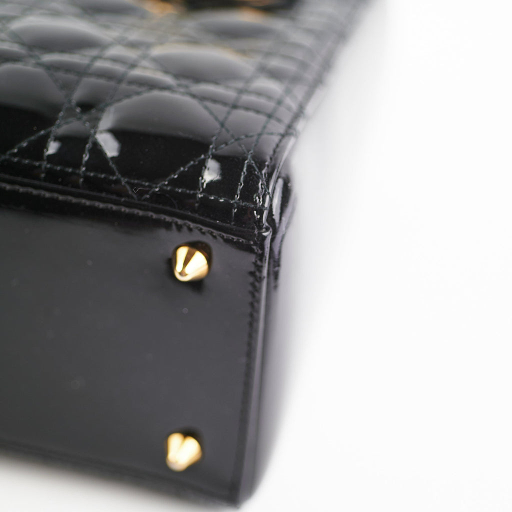 Christian Dior Medium Lady Dior Patent Black Bag