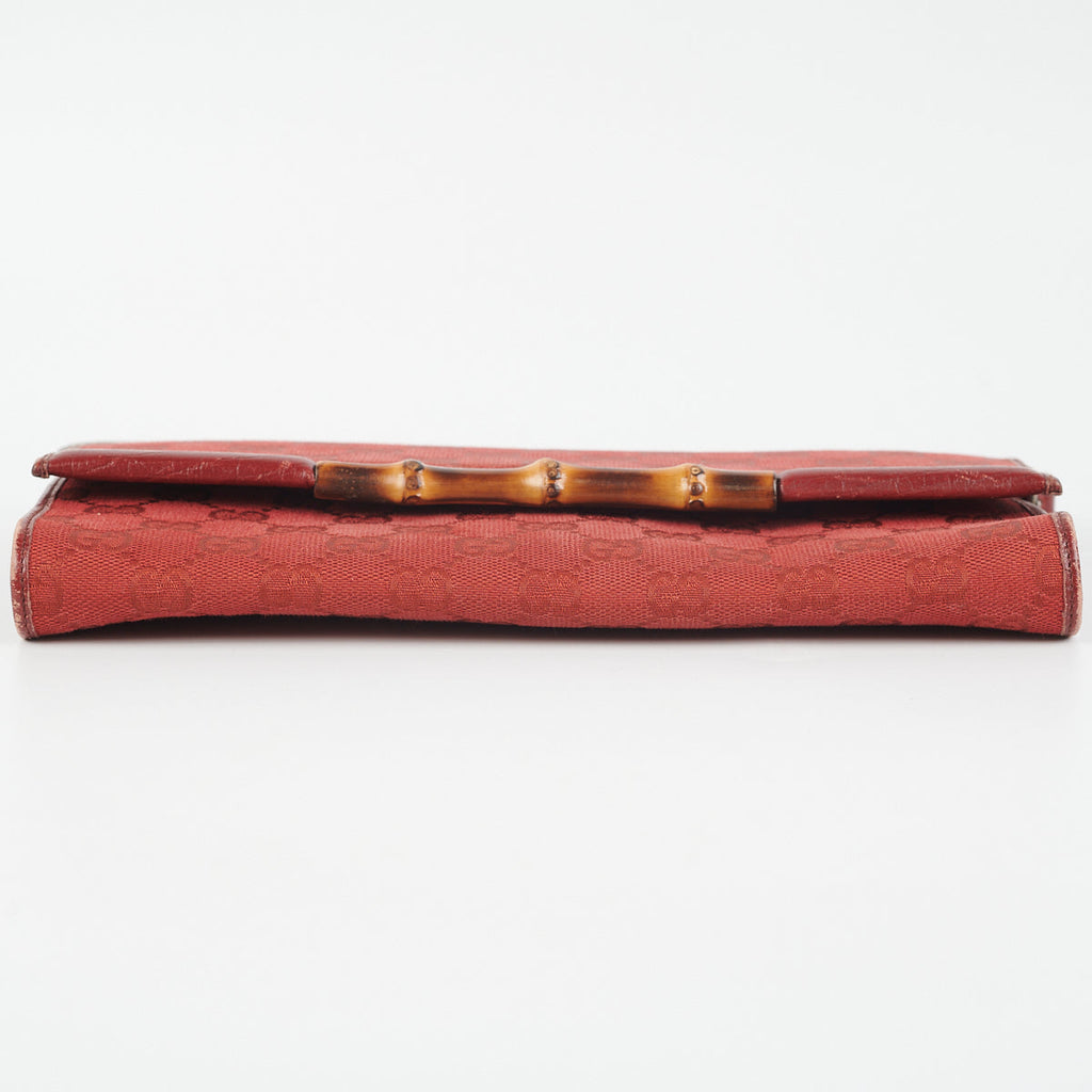 Gucci Bamboo Canvas Wallet on Chain (WOC) Red