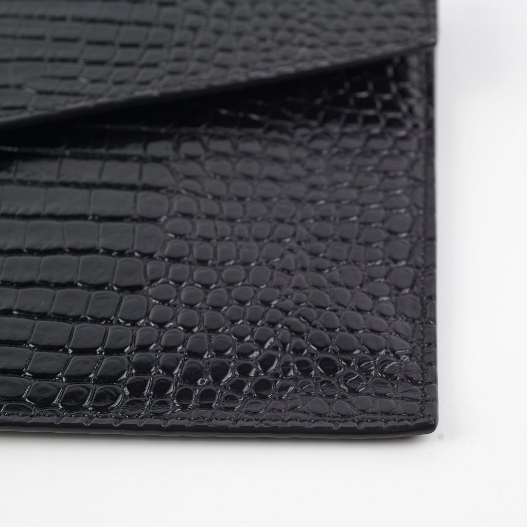 Saint Laurent Croc Embossed Clutch