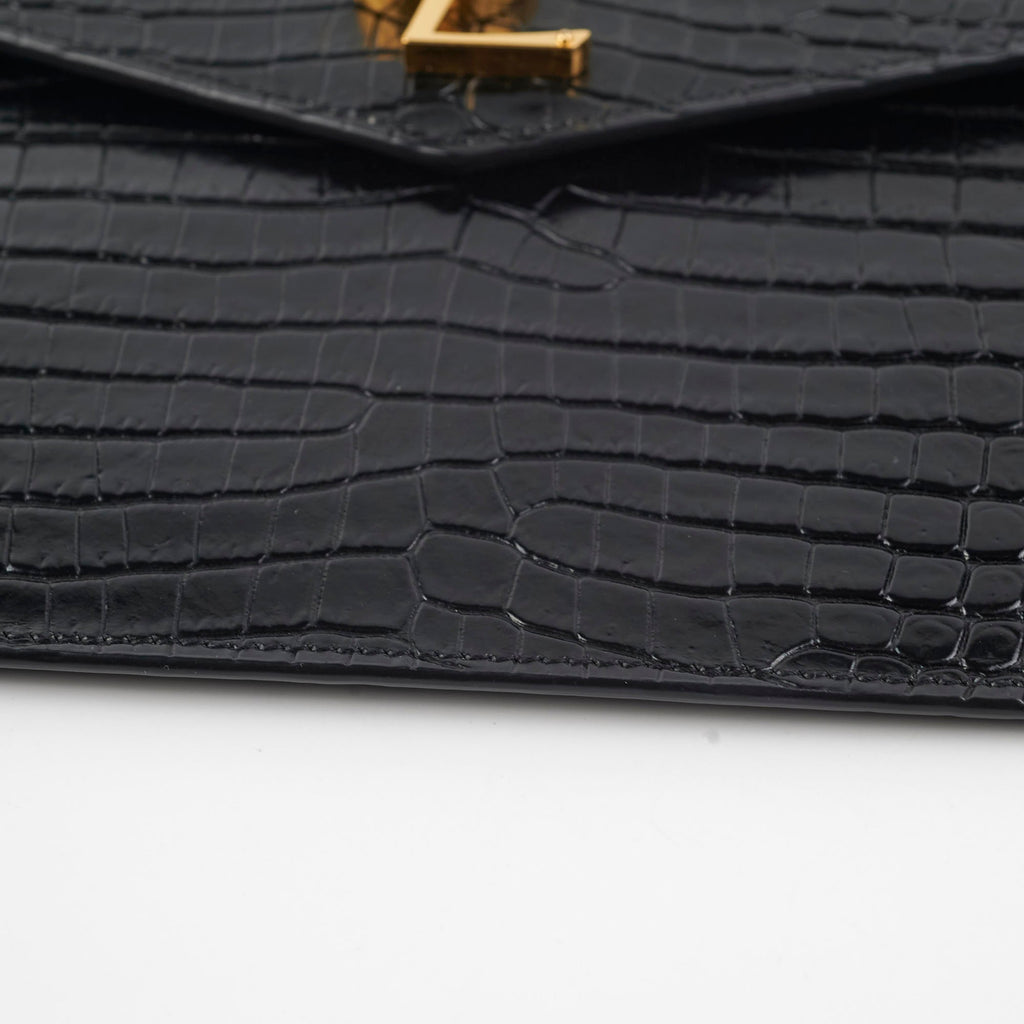 Saint Laurent Croc Embossed Clutch