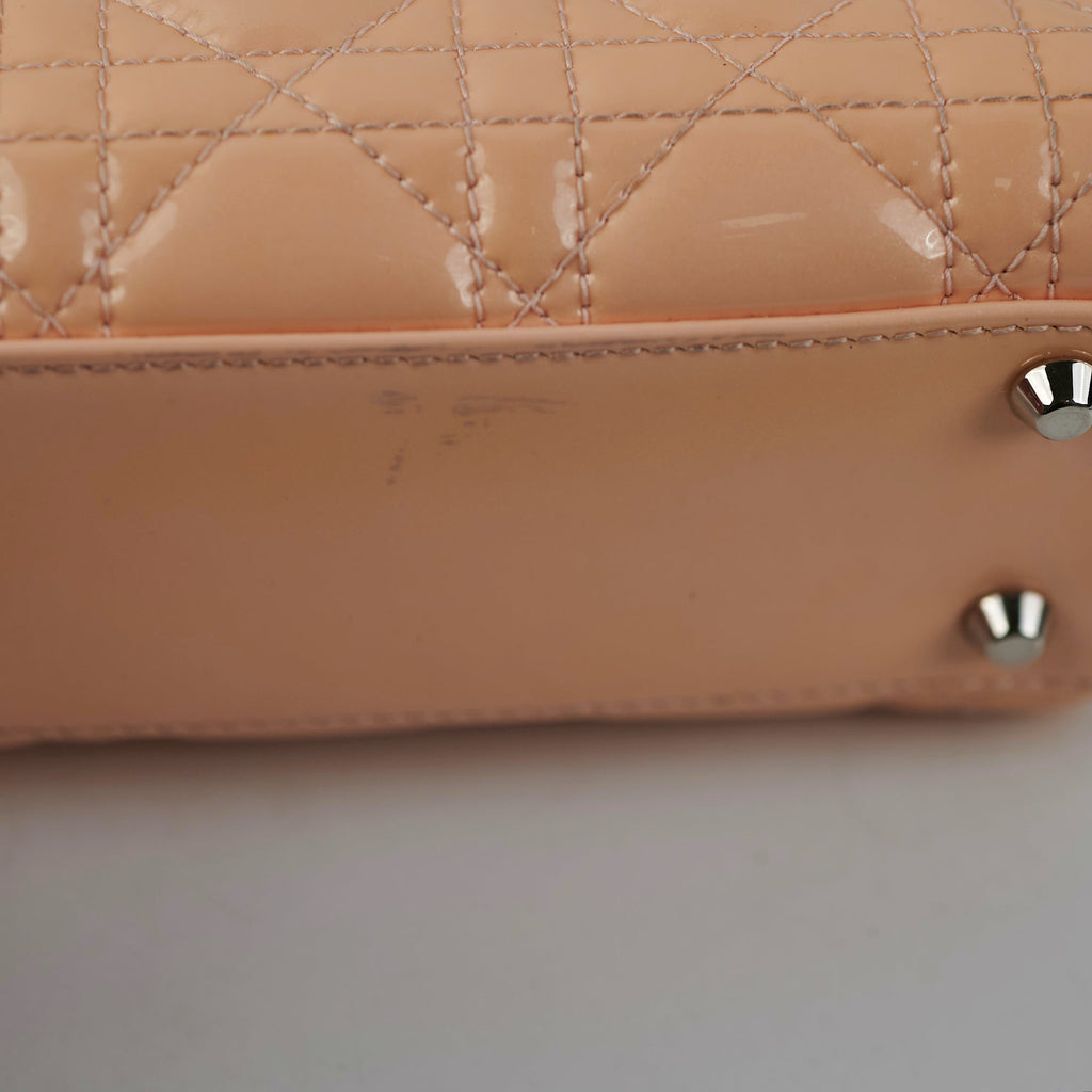 Christian Dior Mini Patent Lady Dior Peach Bag