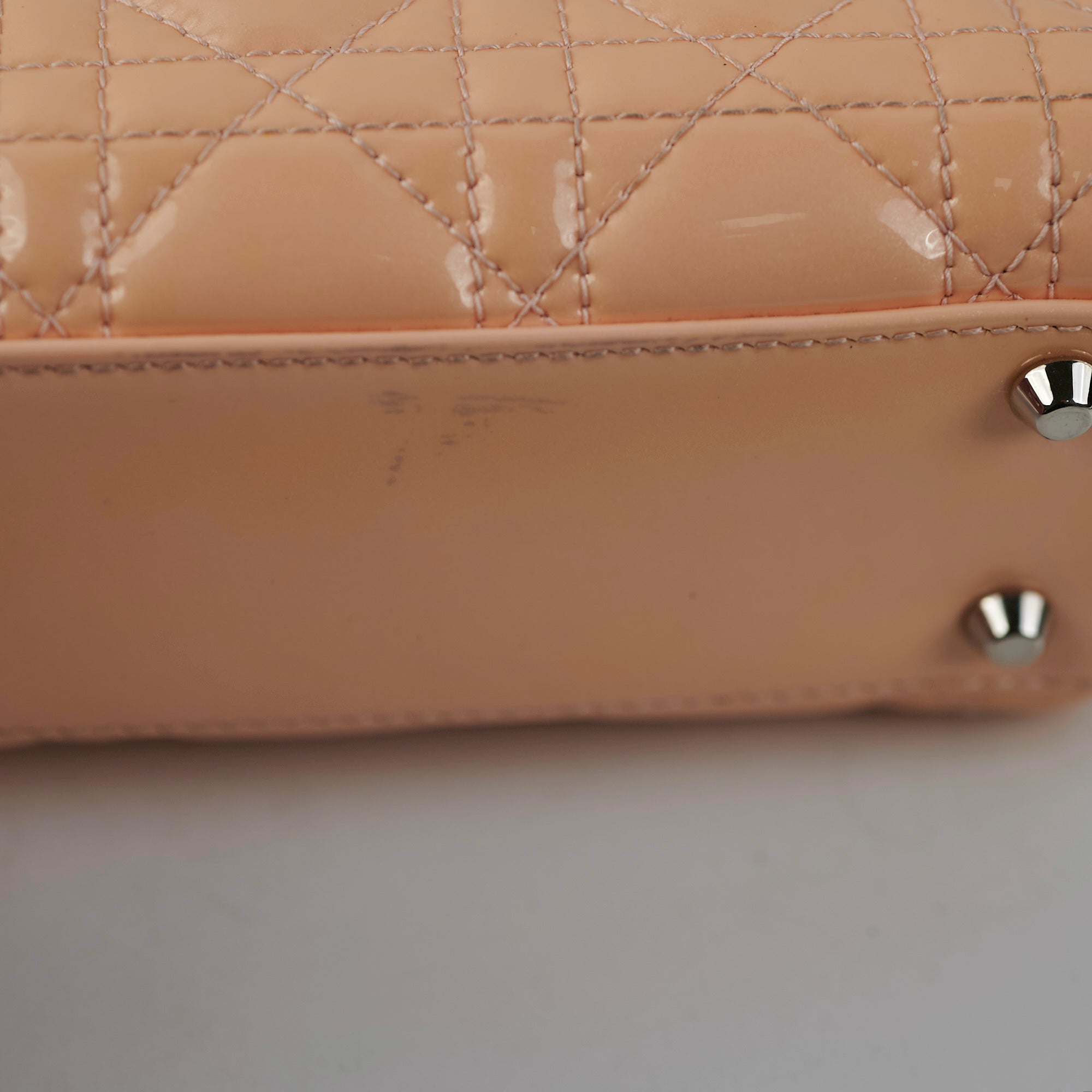 Christian Dior Mini Patent Lady Dior Peach Bag