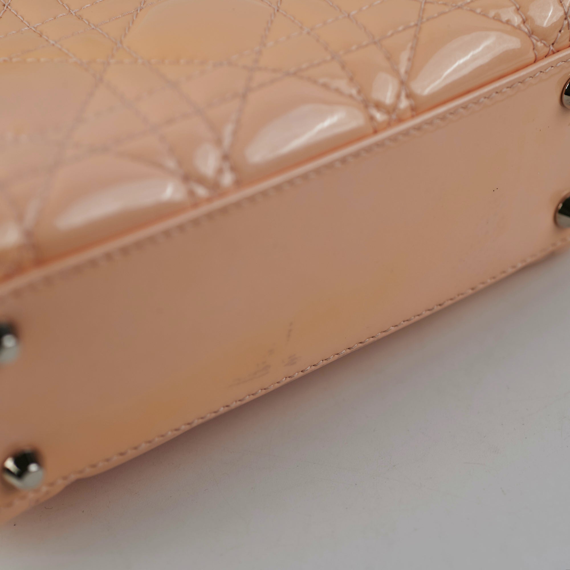 Christian Dior Mini Patent Lady Dior Peach Bag