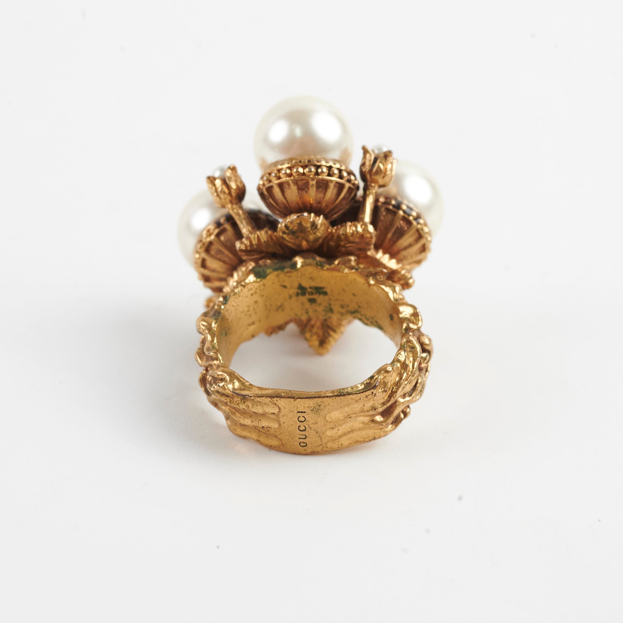 Gucci Gold Pearl Ring Size 56 Costume Jewellery