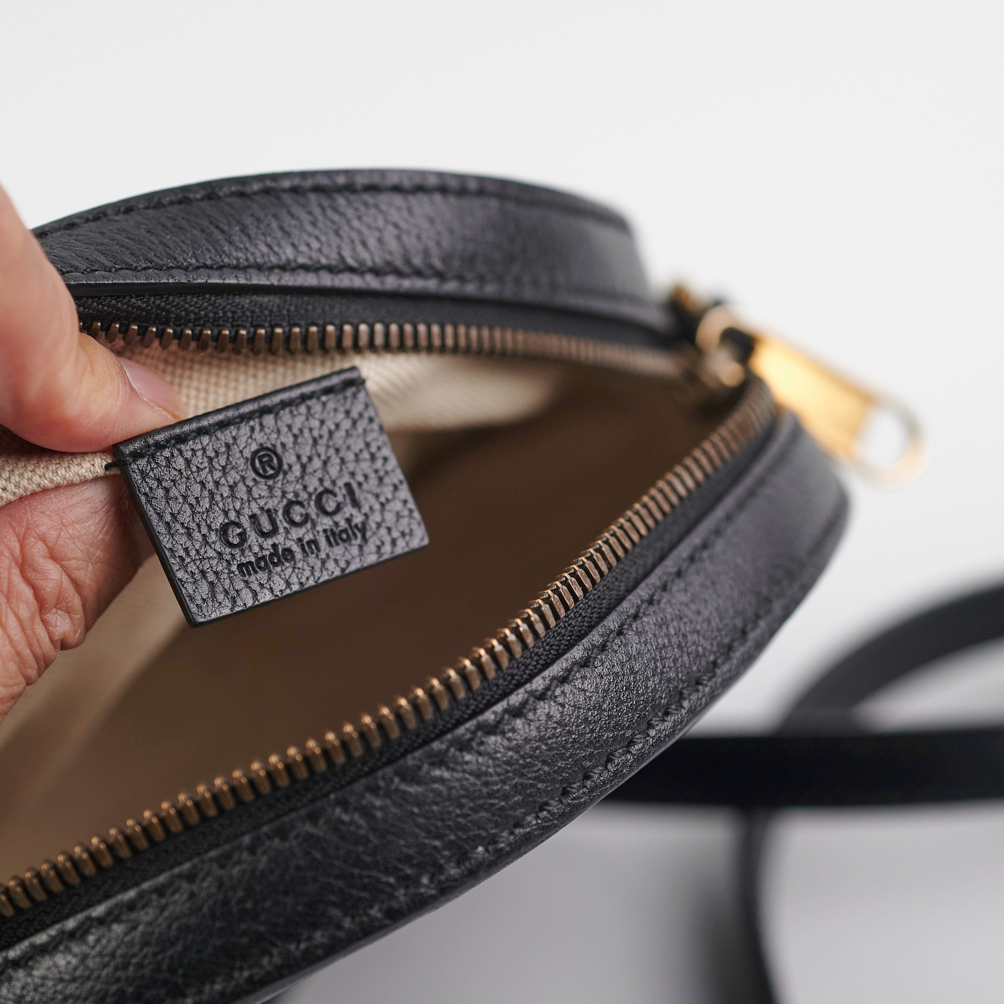 Gucci Monogram Round Velvet Black Crossbody Bag