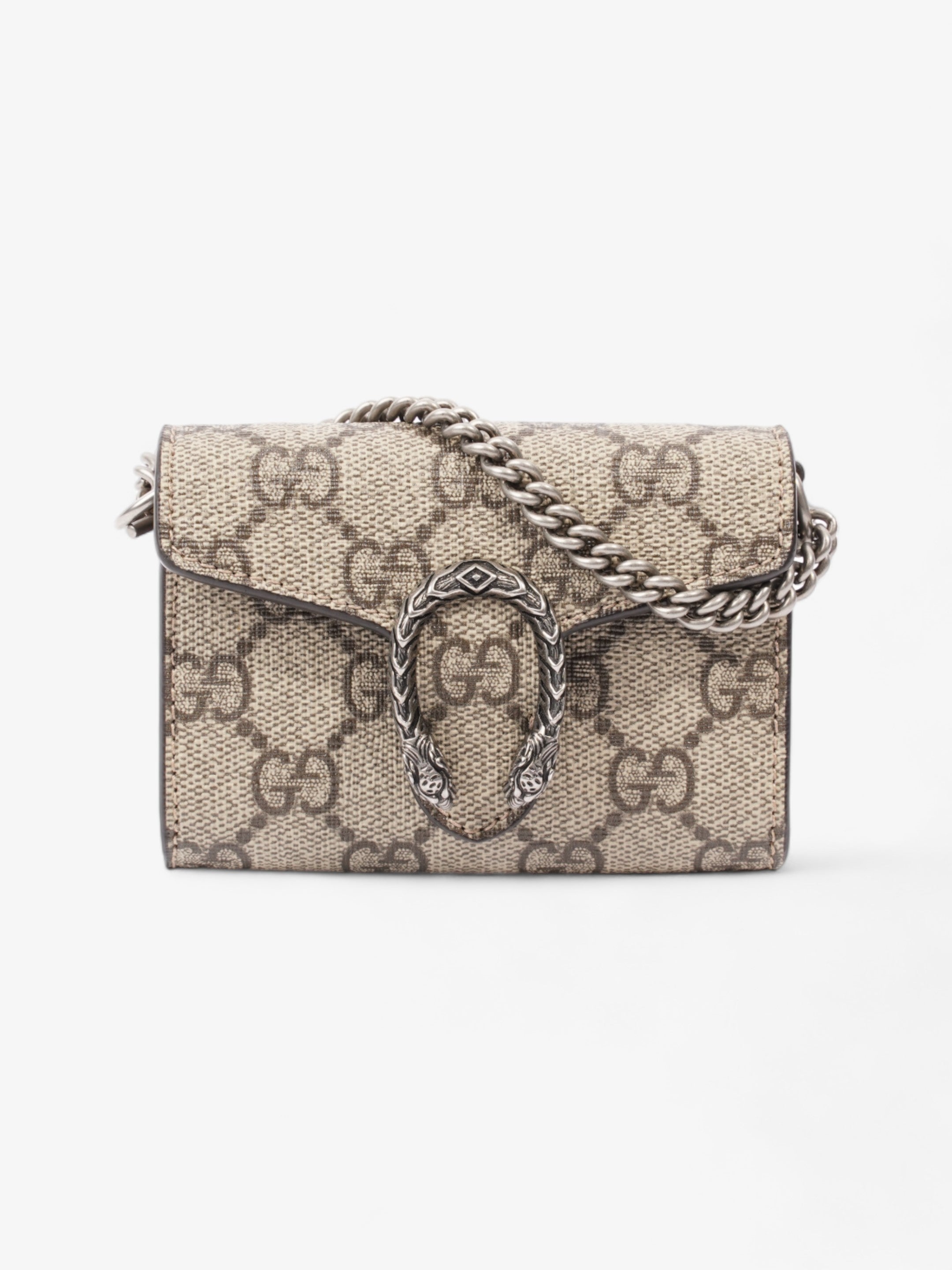 Gucci Dionysus GG Wallet With Web Strap Beige And Ebony GG Supreme / Navy / Red Coated Canvas