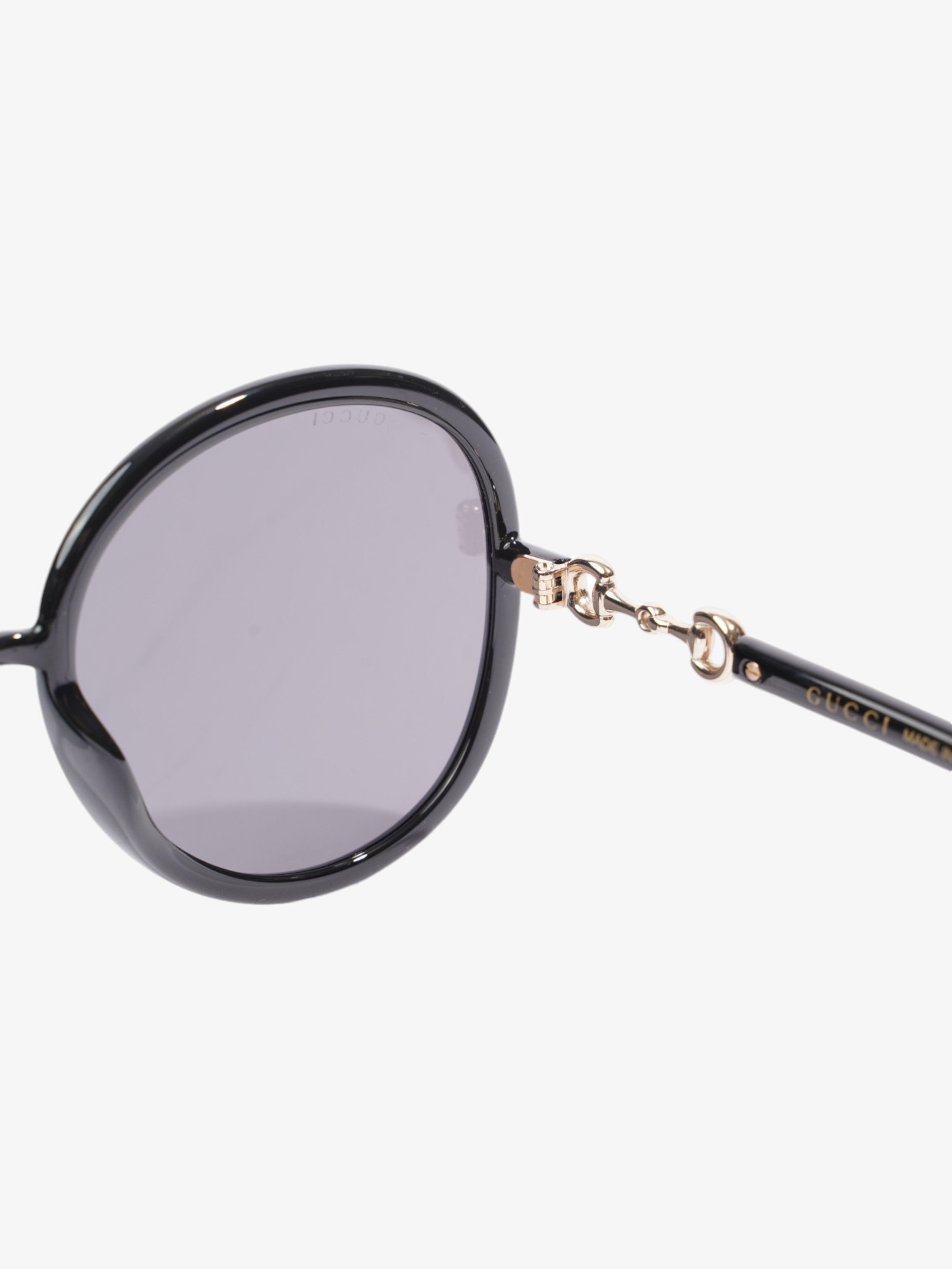 Gucci Horsebit Oversized Sunglasses Black / Gold Acetate 140mm