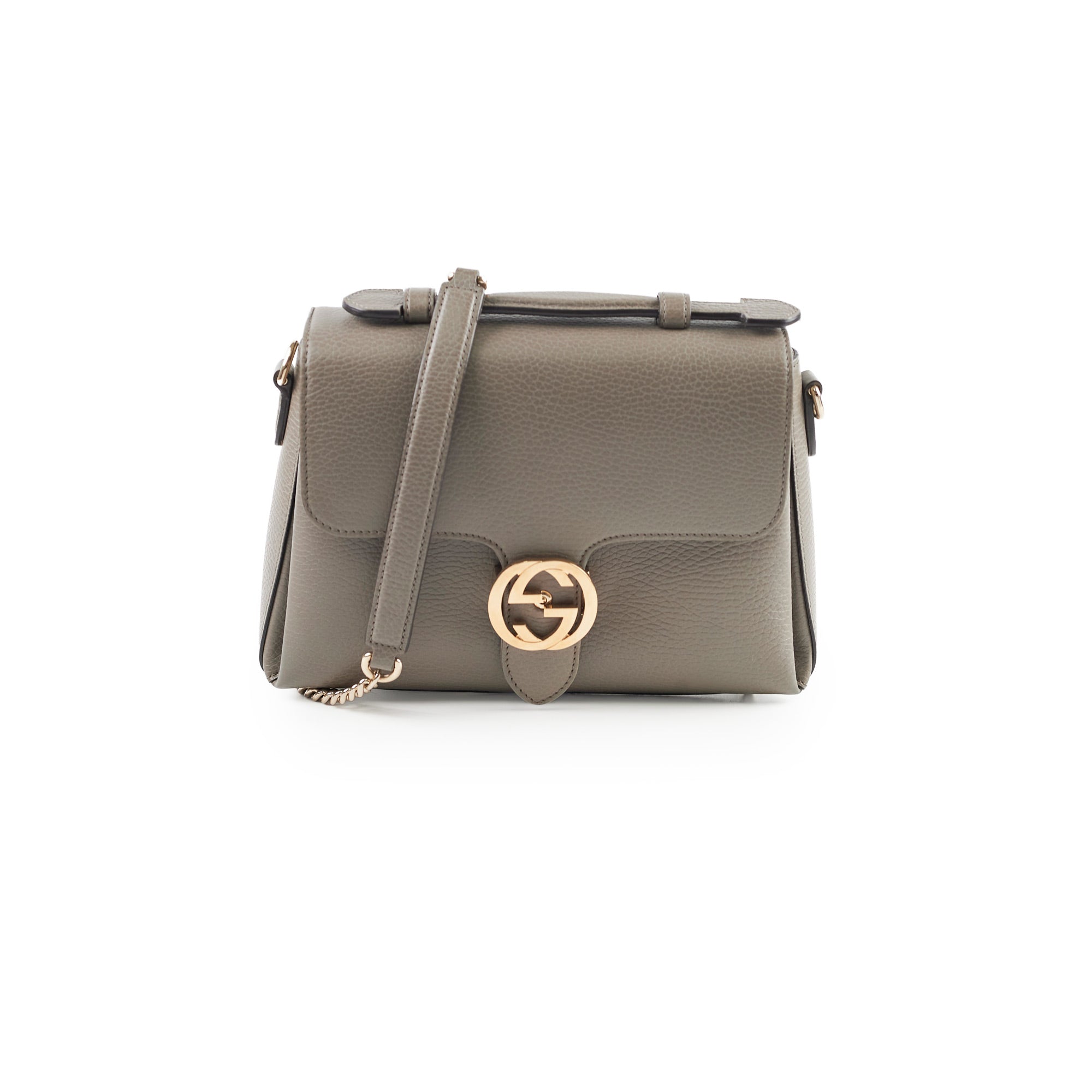 Gucci Leather Top Handle Grey Bag