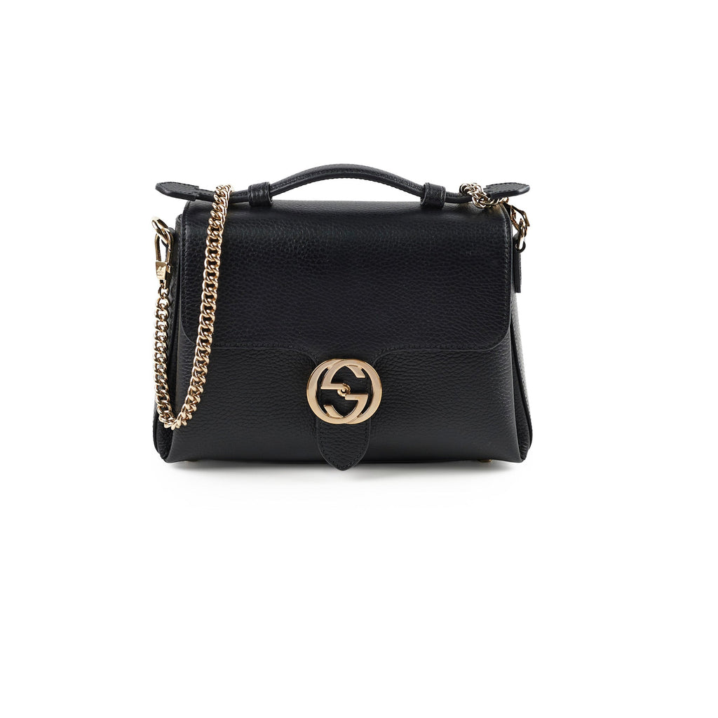 Gucci Leather Top Handle Bag Black