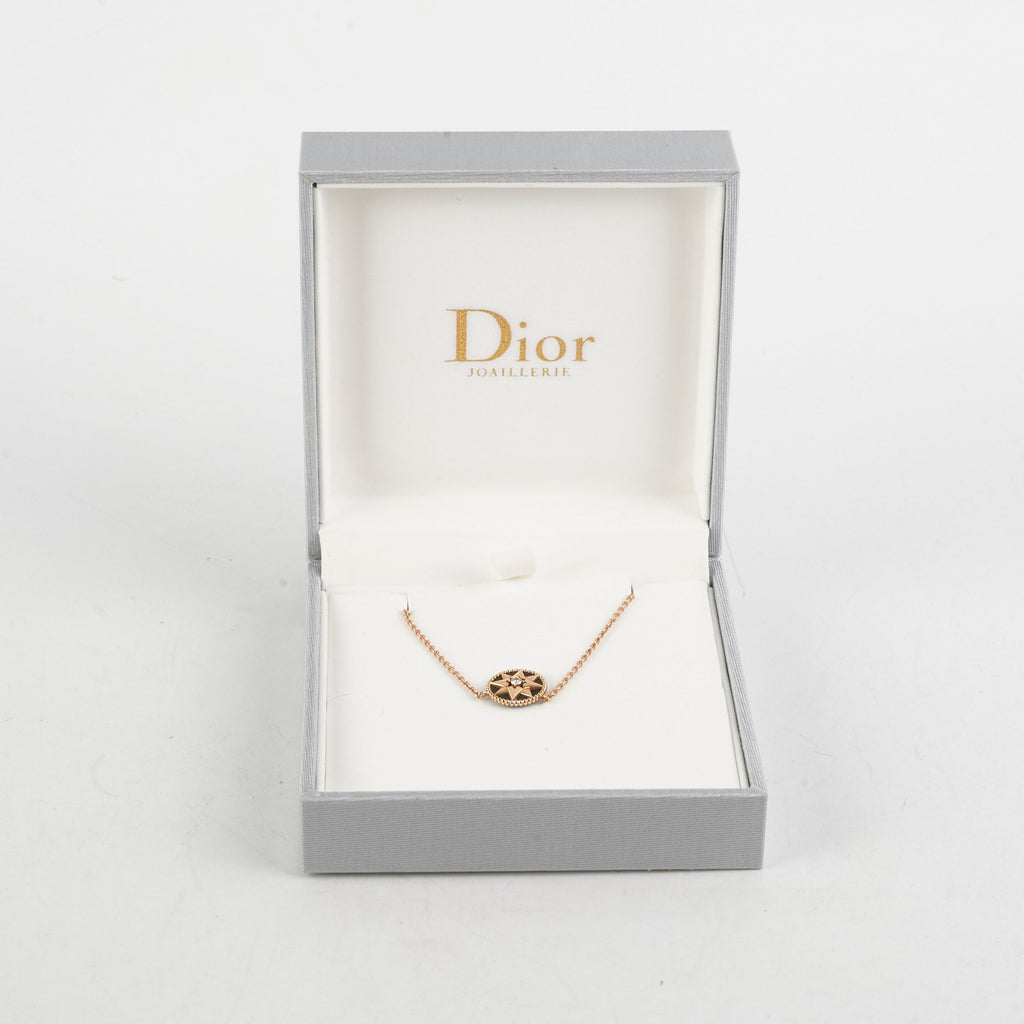 Christian Dior Rose De Vents Yellow Gold with Diamond Necklace