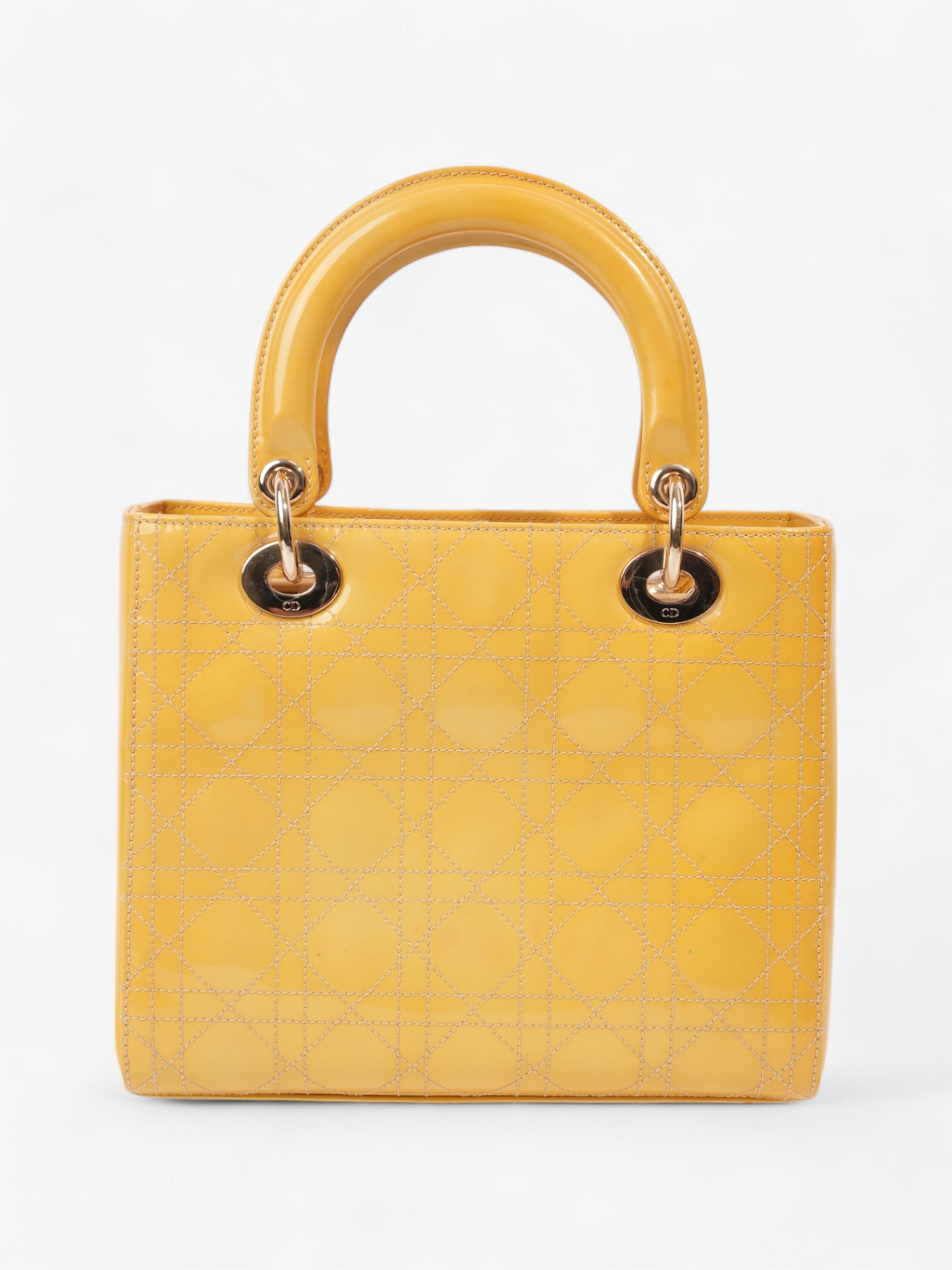 Christian Dior Lady Dior Yellow Patent Leather Medium