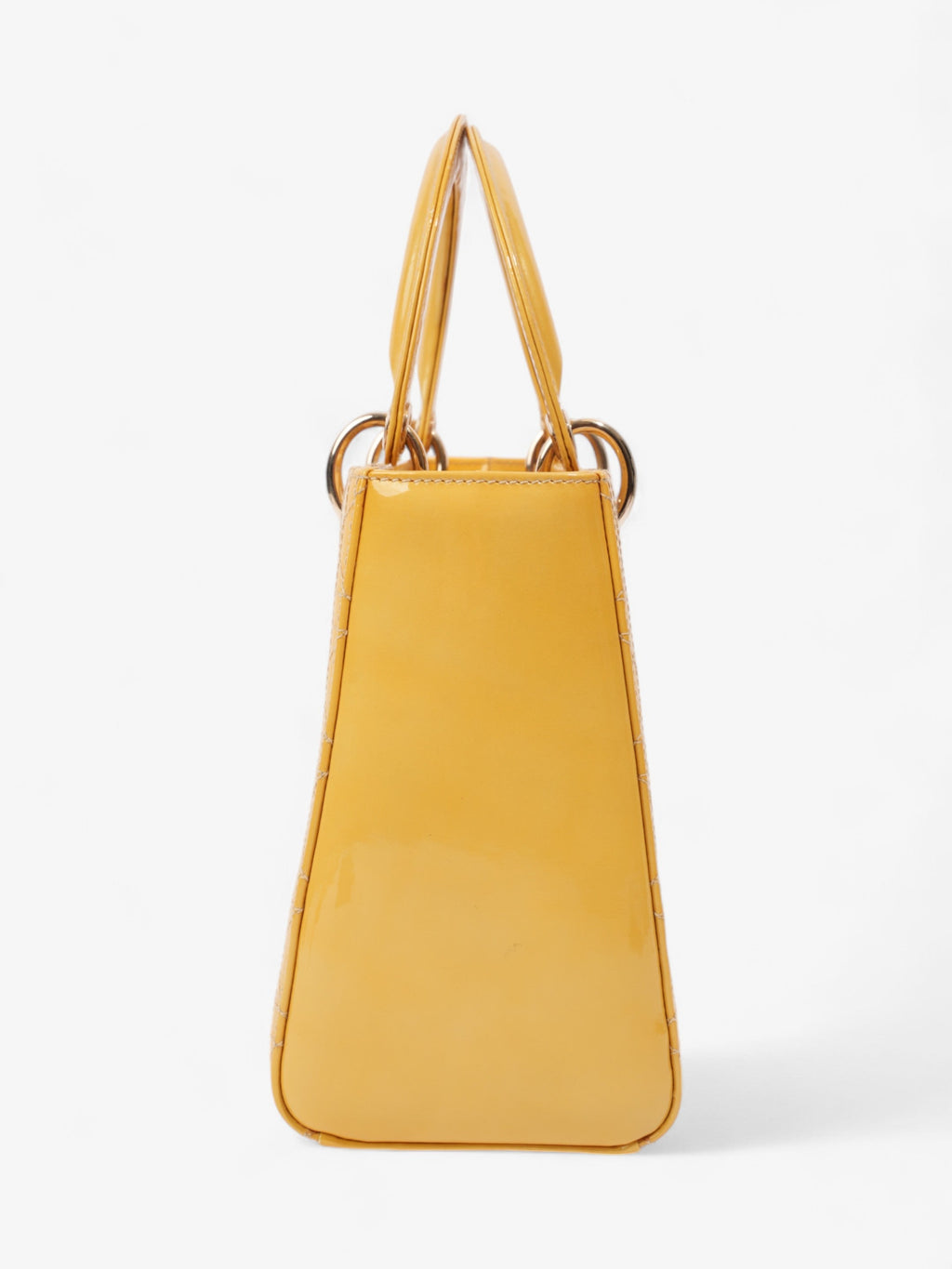 Christian Dior Lady Dior Yellow Patent Leather Medium