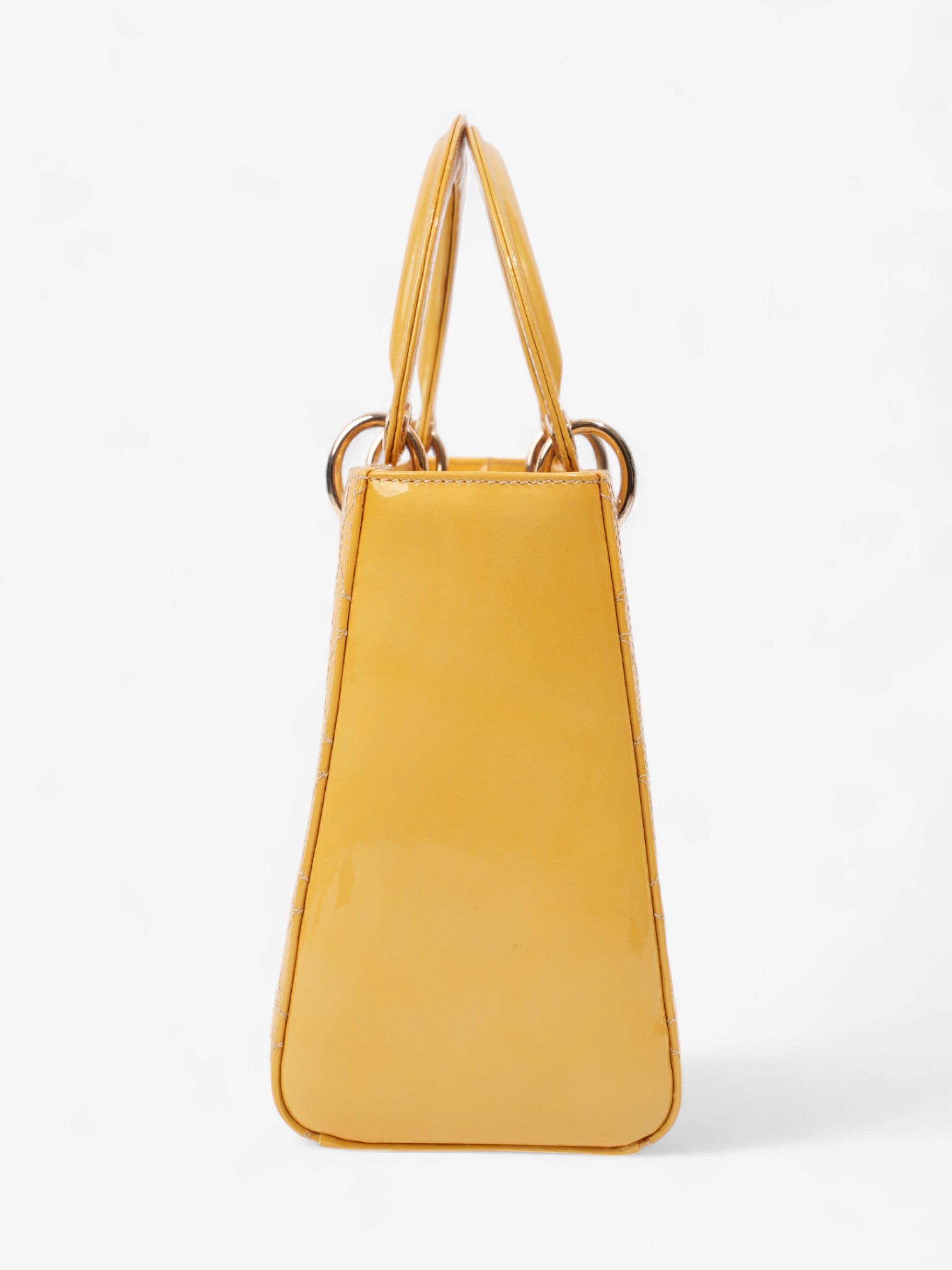 Christian Dior Lady Dior Yellow Patent Leather Medium