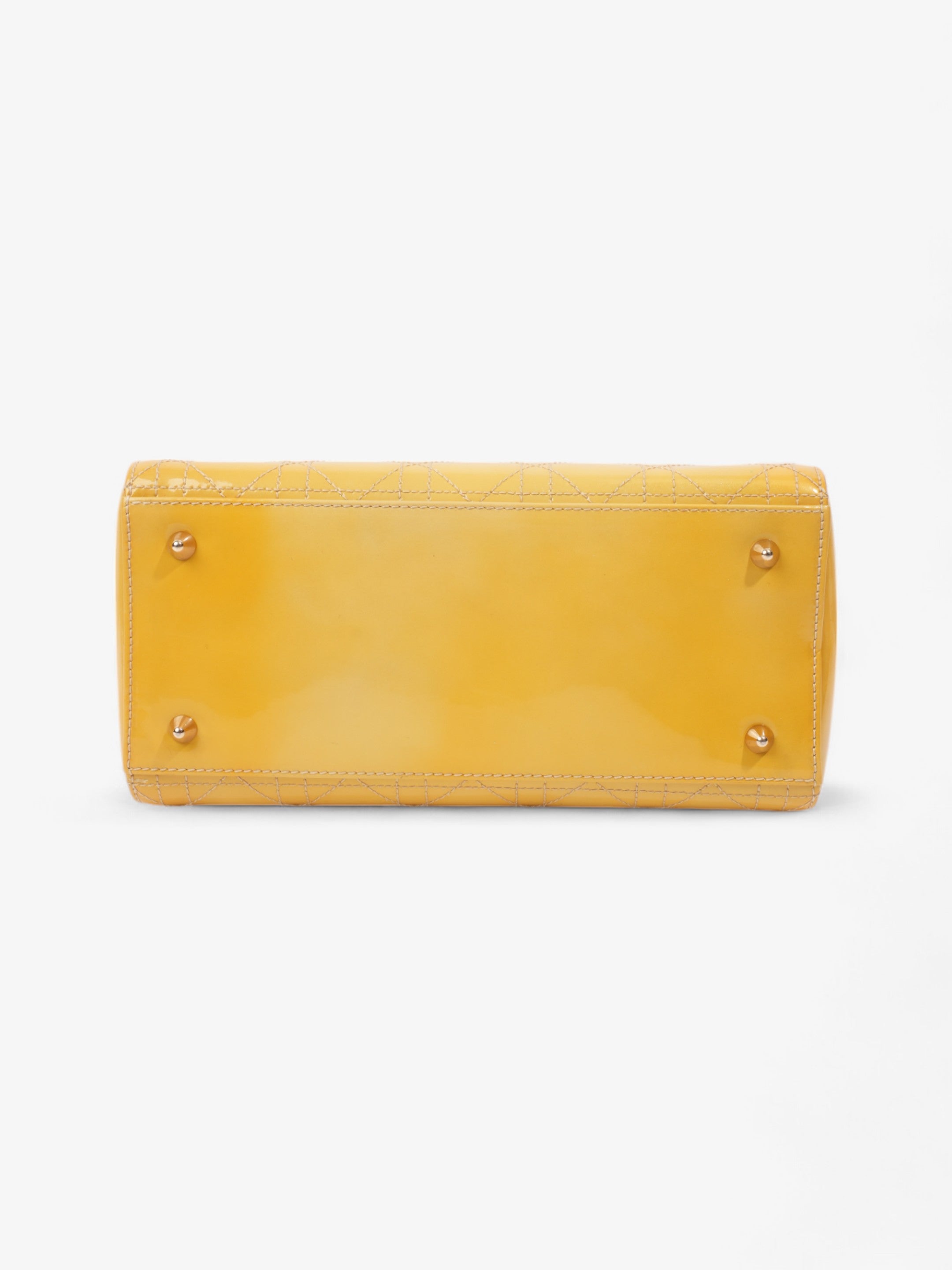 Christian Dior Lady Dior Yellow Patent Leather Medium
