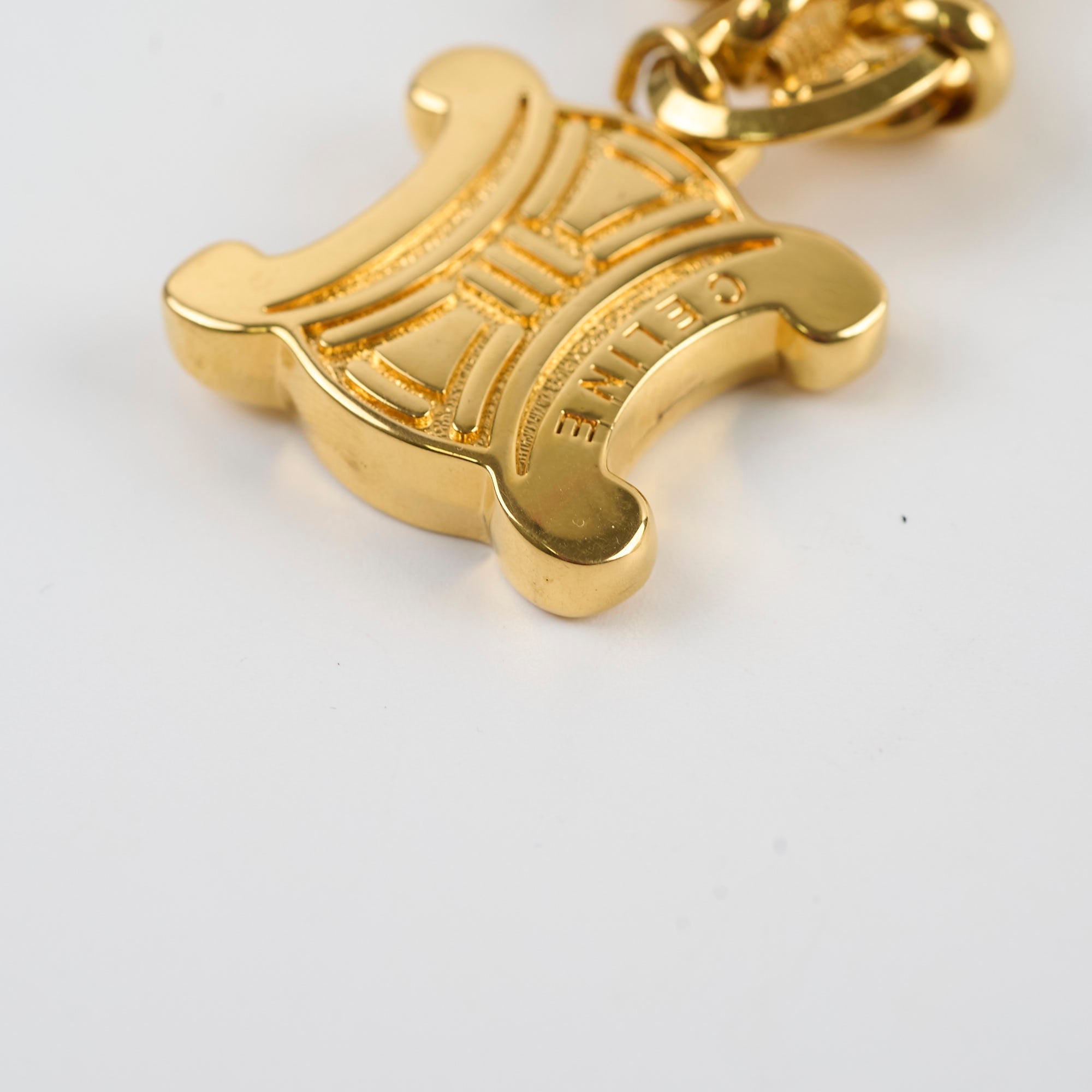 Celine Triomphe Logo Belt Gold Size 90