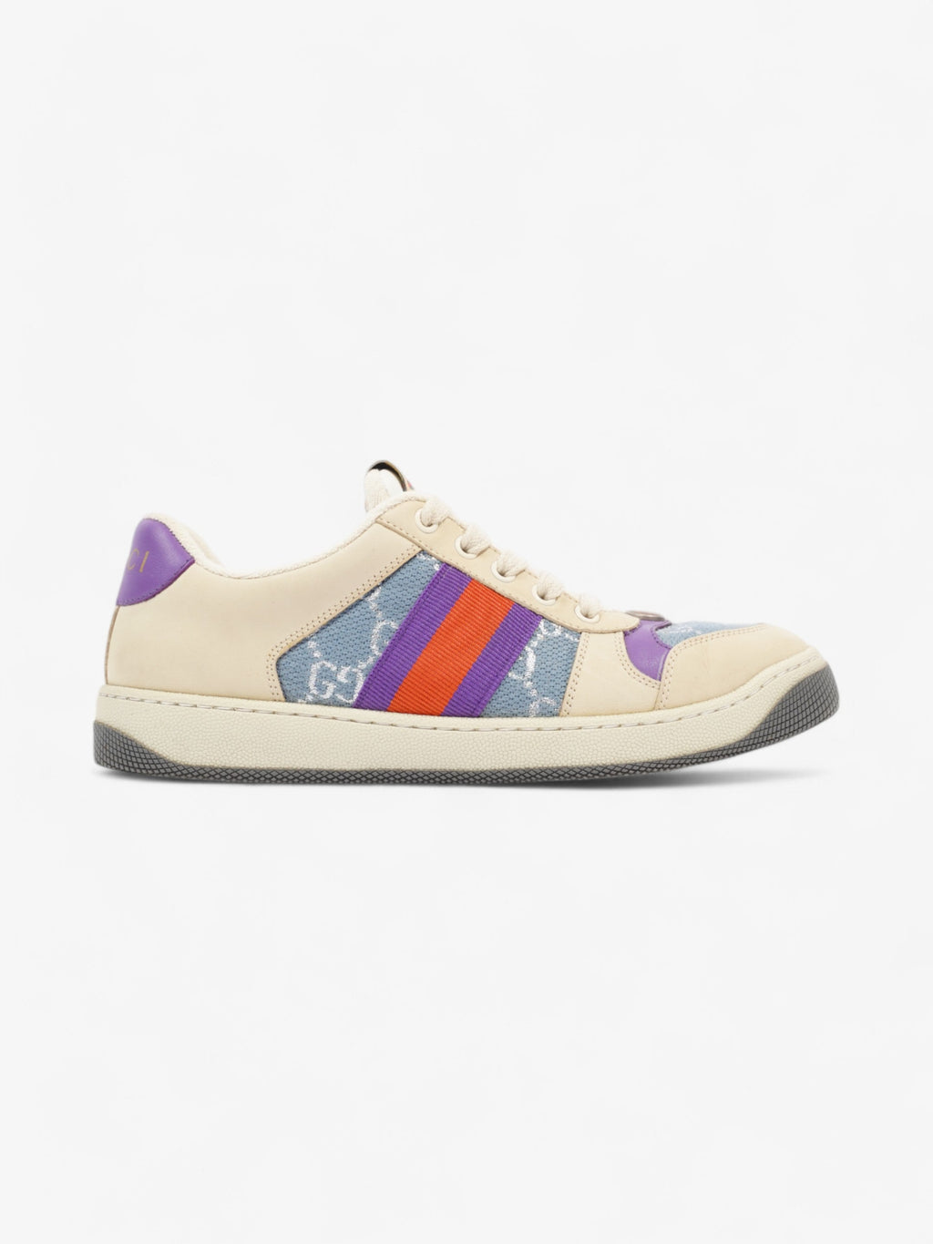 Gucci Screener Sneakers Beige  / Blue / Purple Canvas EU 38.5 UK 5.5
