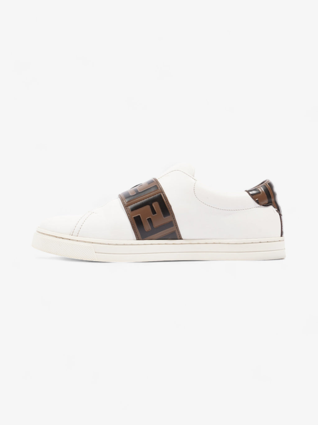 Fendi FF Logo Buckled Low Top Sneakers White / Zucca Leather EU 38 UK 5