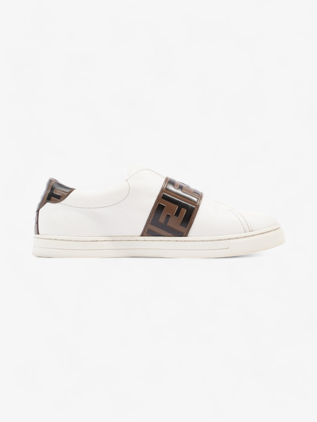 Fendi FF Logo Buckled Low Top Sneakers White / Zucca Leather EU 38 UK 5