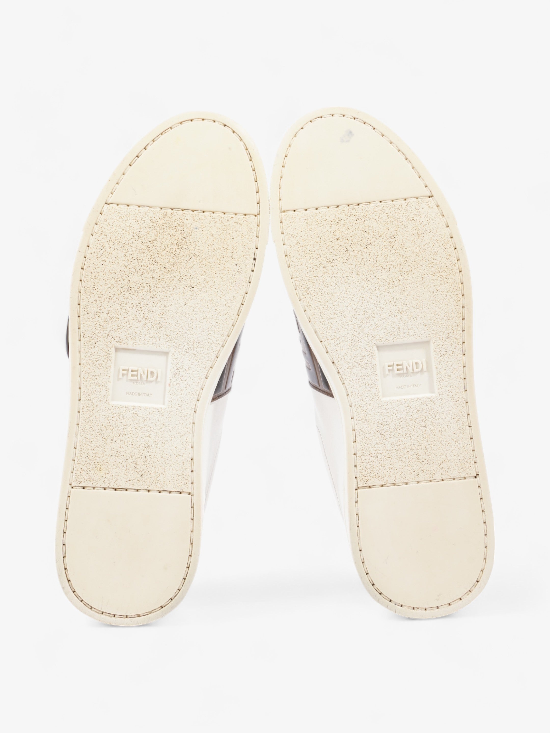 Fendi FF Logo Buckled Low Top Sneakers White / Zucca Leather EU 38 UK 5