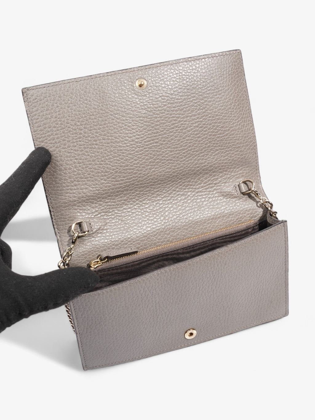 Gucci Betty Chain Wallet Grey Leather