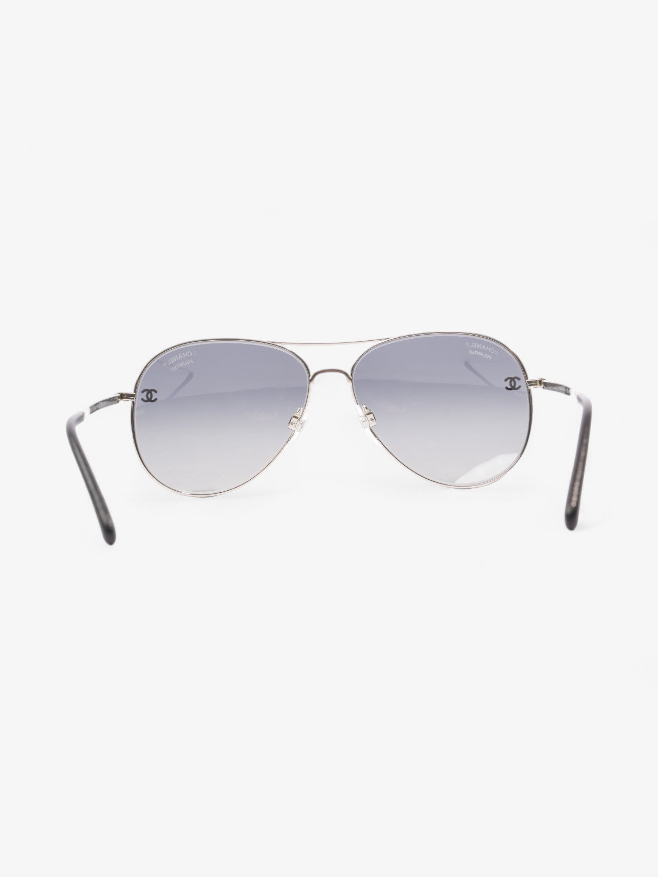 Chanel CC Aviator Black / Silver Acetate 135mm