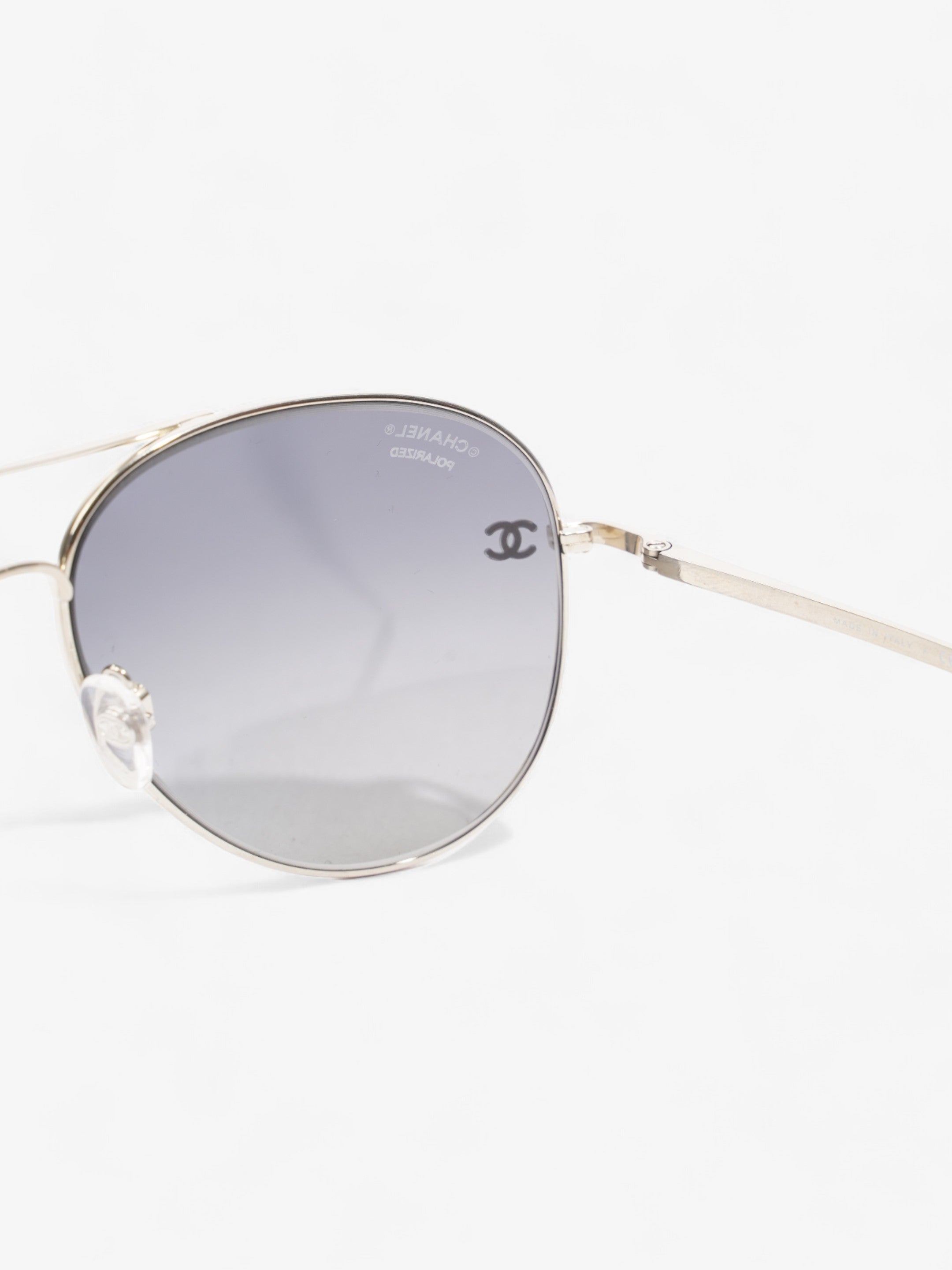Chanel CC Aviator Black / Silver Acetate 135mm