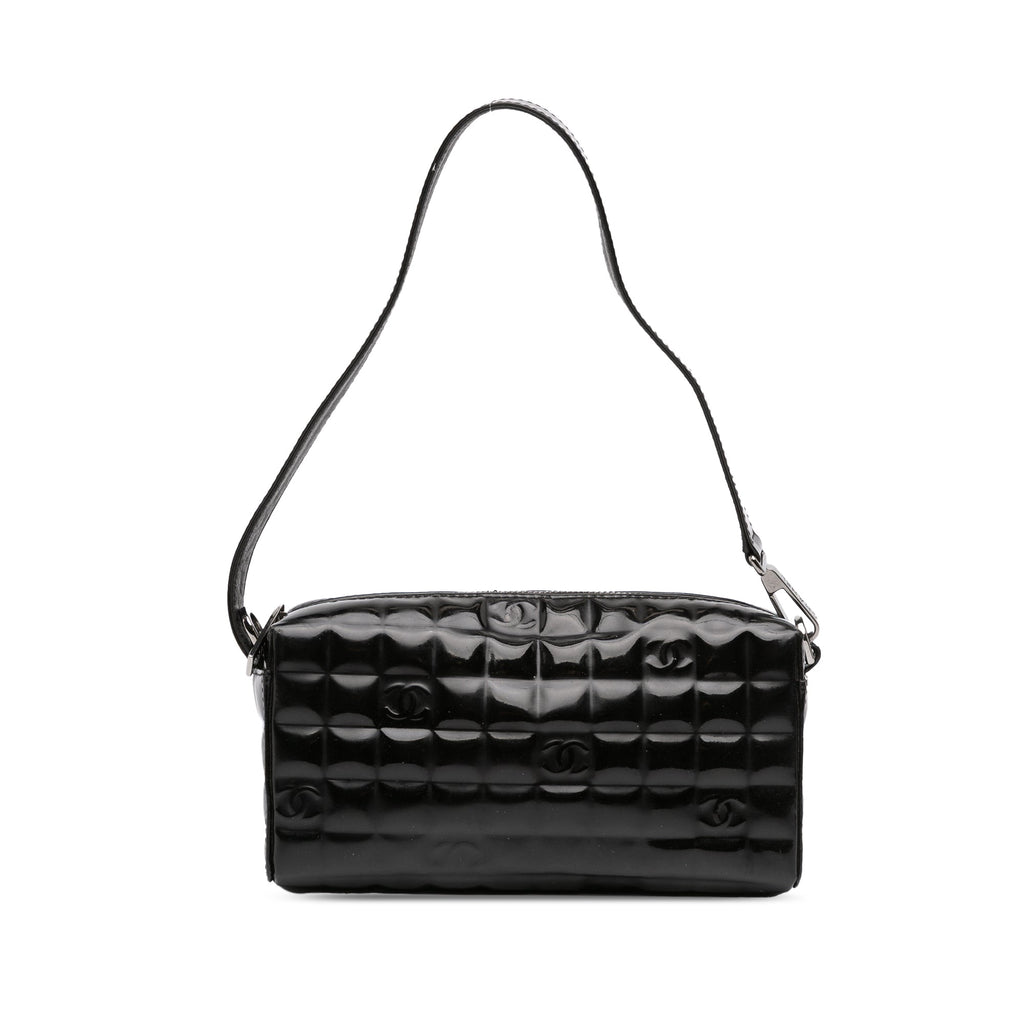 Chocolate Bar Flap Bag Quilted Patent Medium