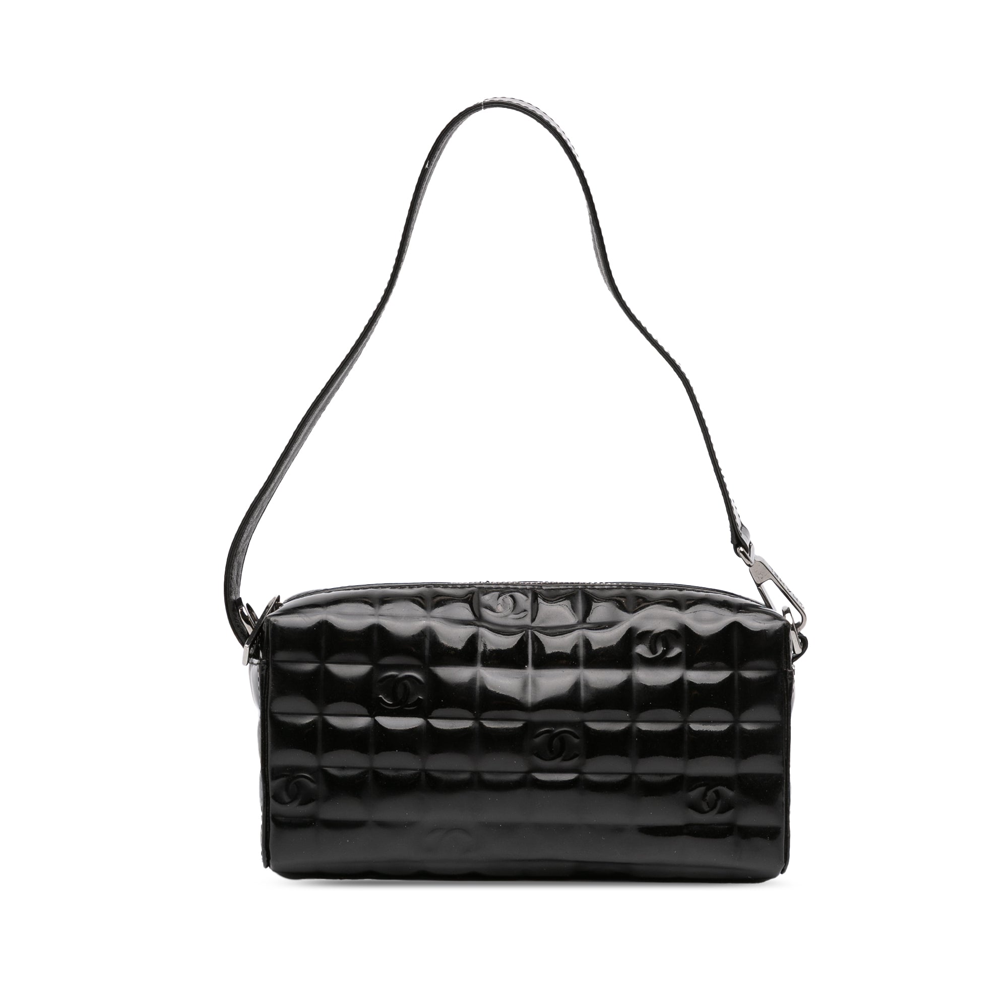 Chocolate Bar Flap Bag Quilted Patent Medium