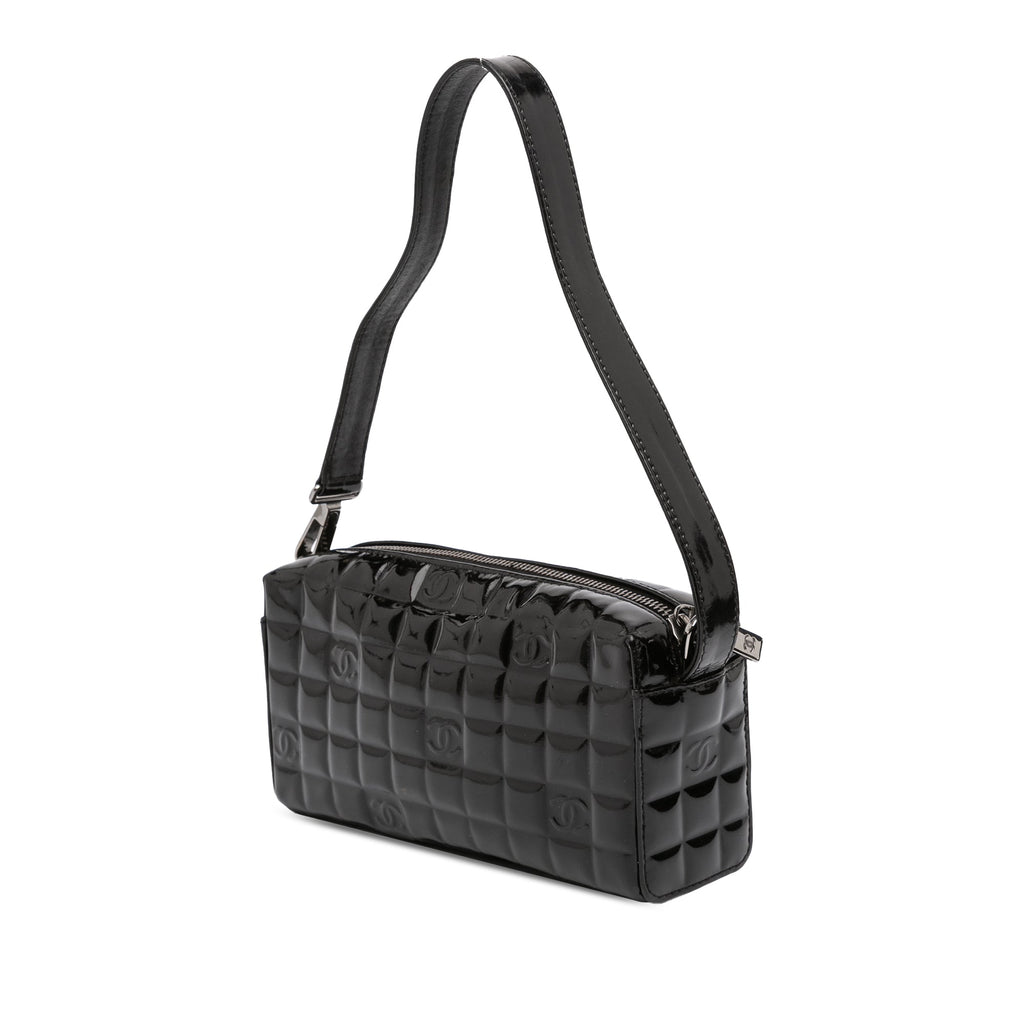 Chocolate Bar Flap Bag Quilted Patent Medium