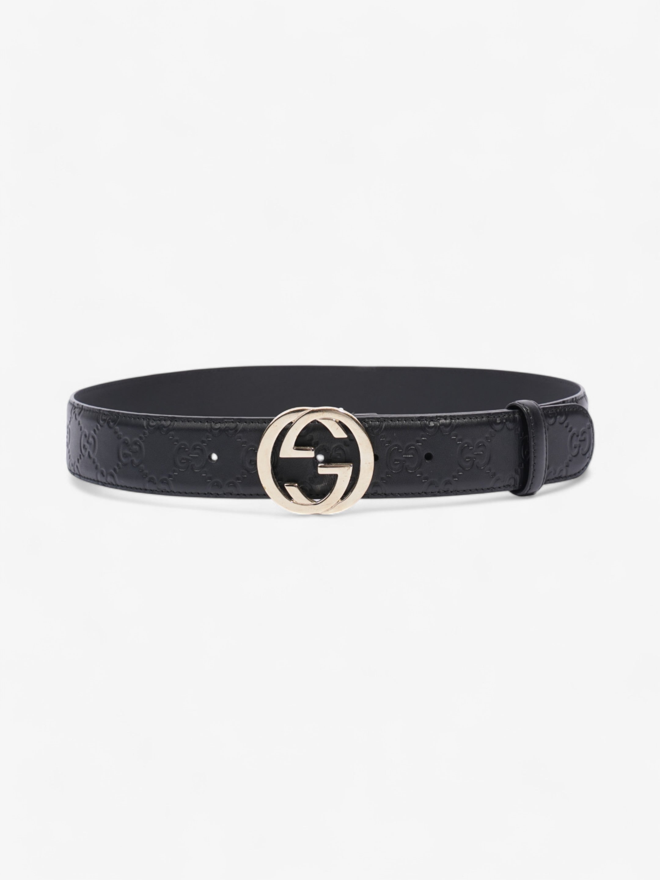 Gucci Interlocking G Belt Black / Light Gold Leather 80cm / 32"